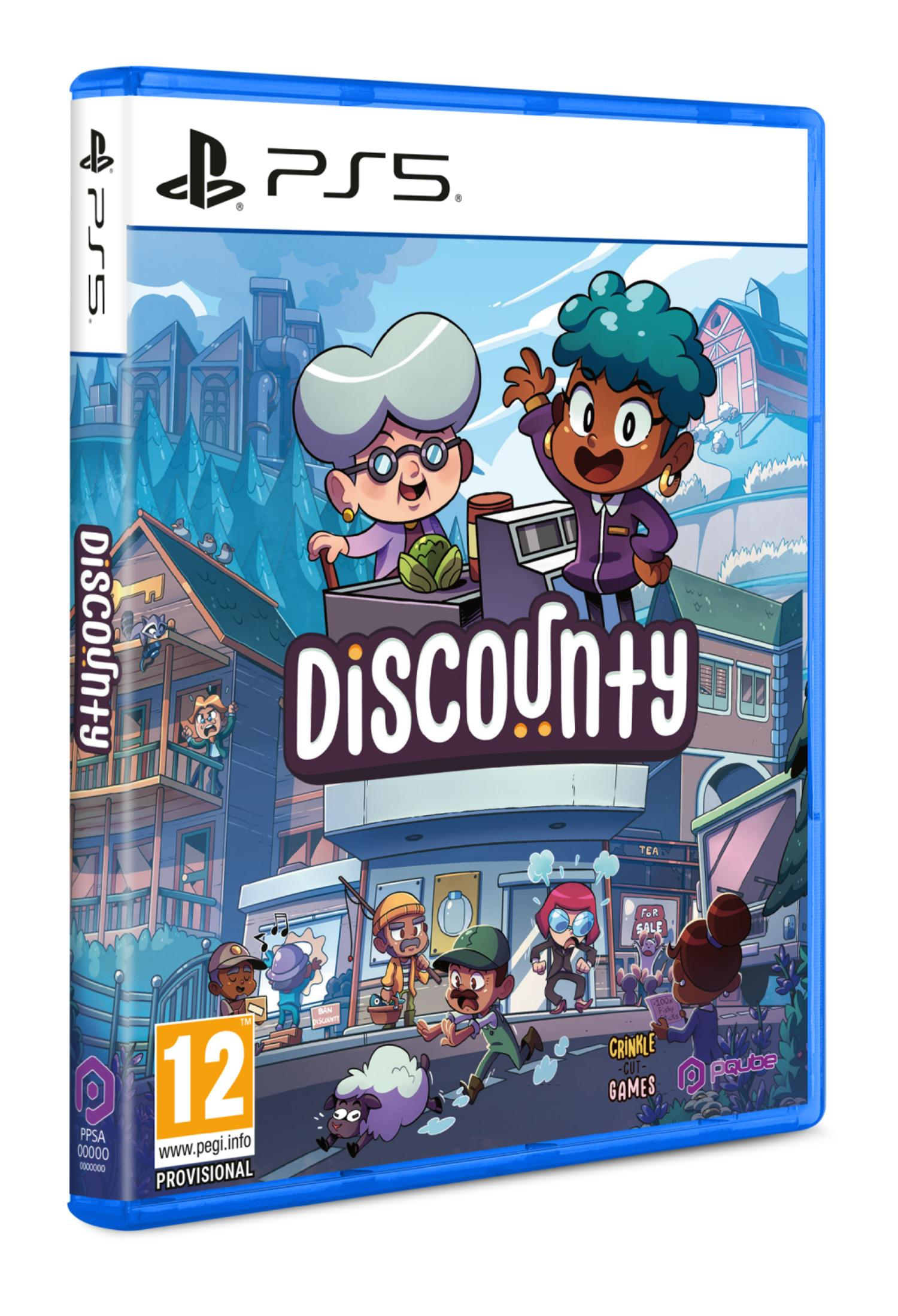 Custodia gioco PS5 con personaggi dei cartoni animati, casa e fattoria sullo sfondo.