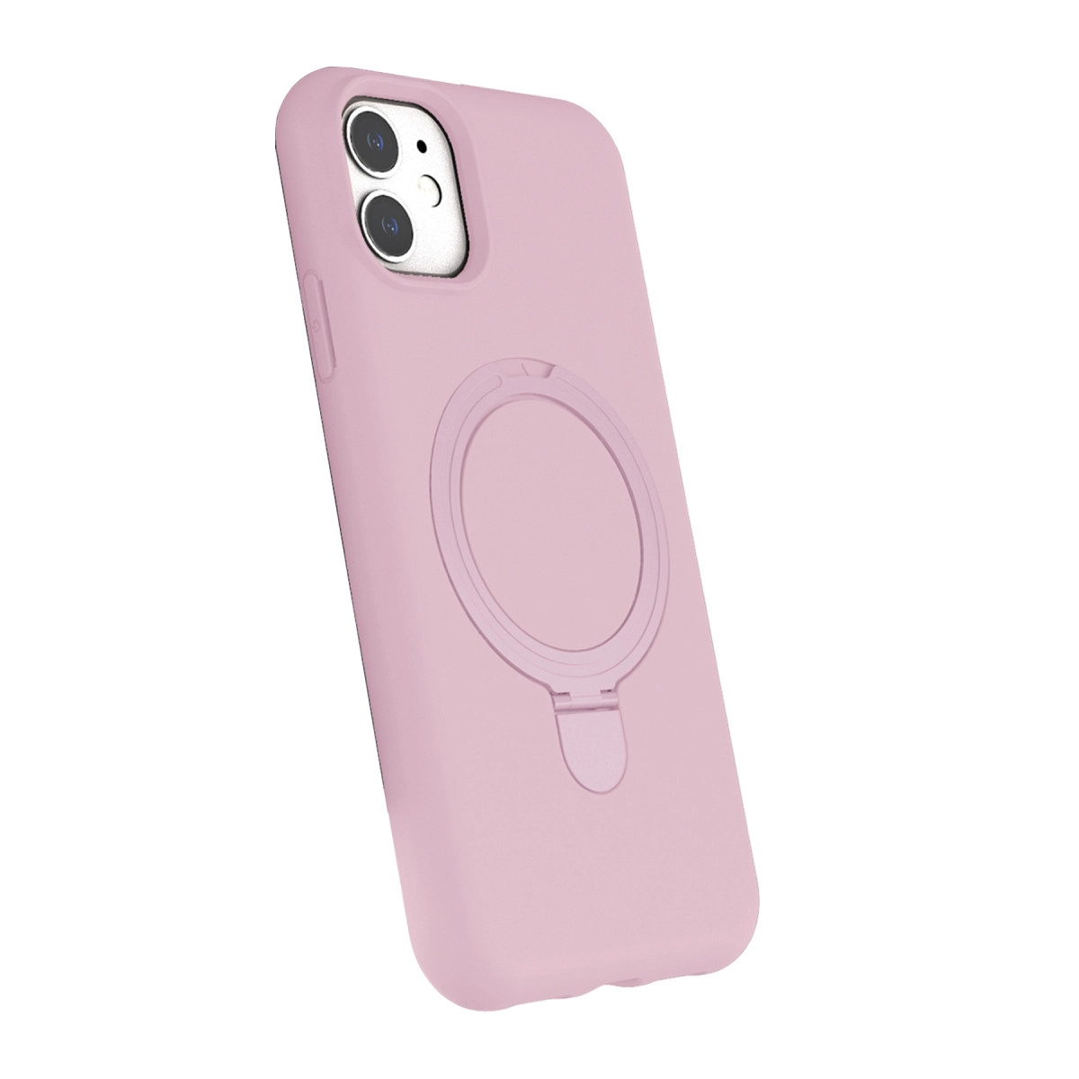 Arkada halka tutuculu pembe telefon kılıfı.