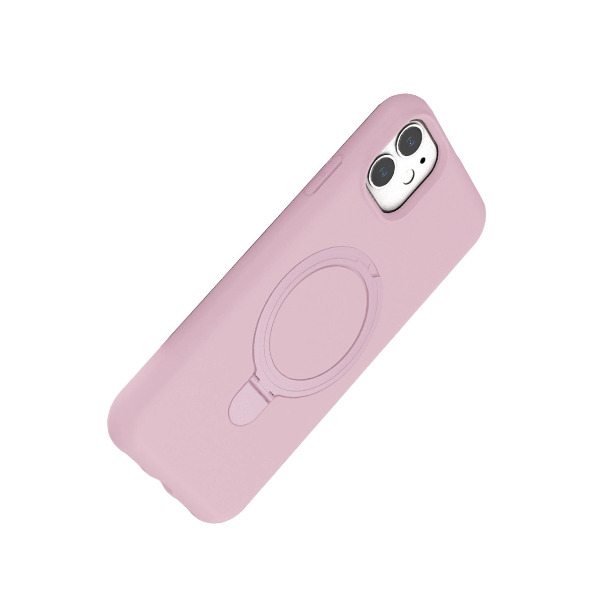 Arkada halka tutuculu pembe telefon kılıfı.