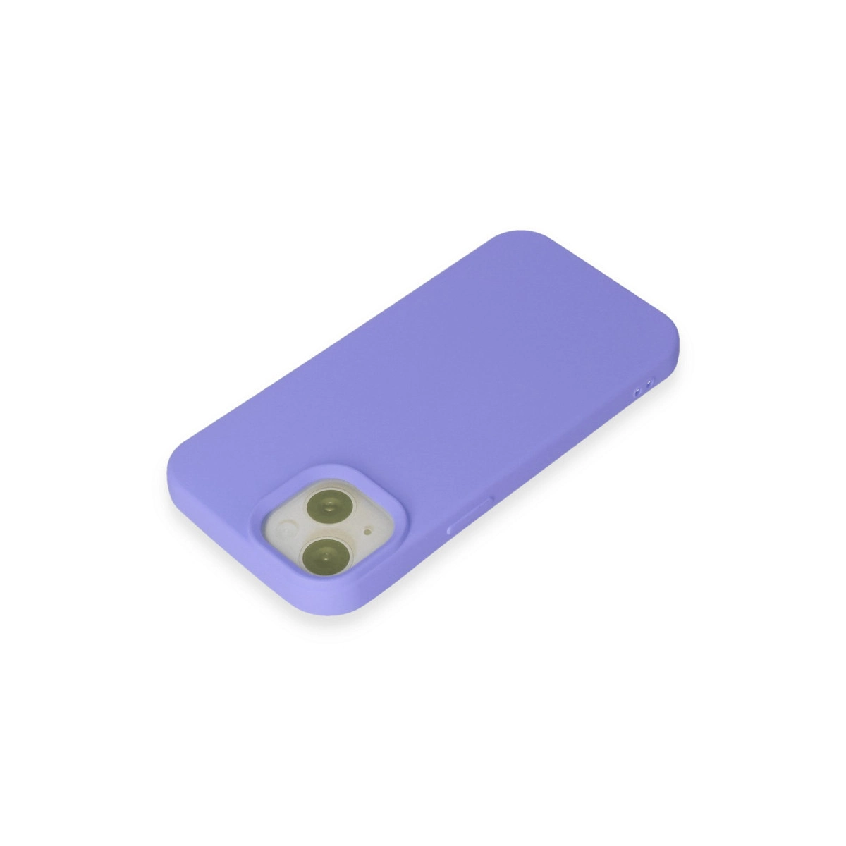 Beyaz arka plan üzerinde kamera modüllü mor telefon kılıfı.