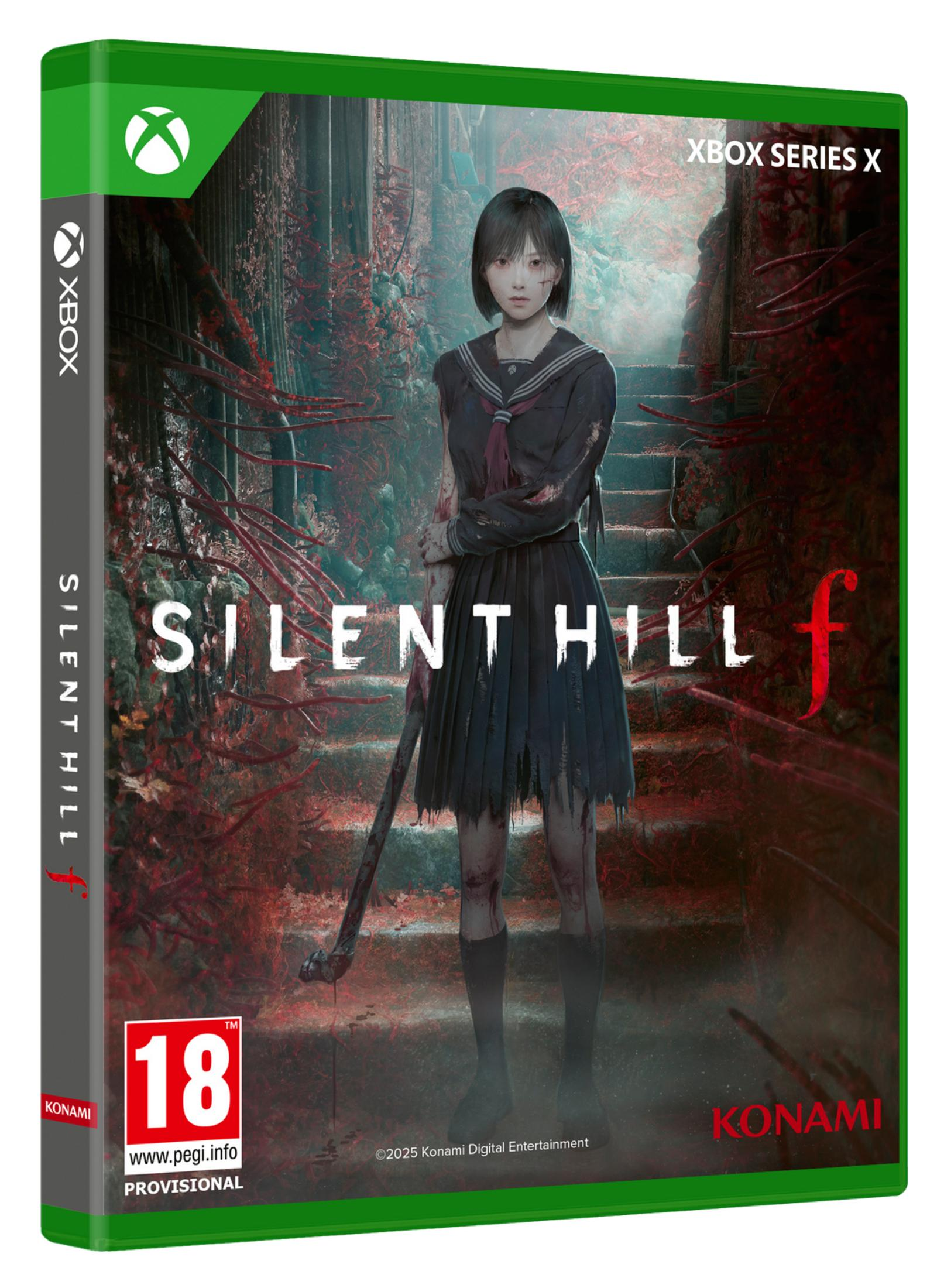 Una ragazza in divisa scolastica su scale insanguinate. Silent Hill f per Xbox.