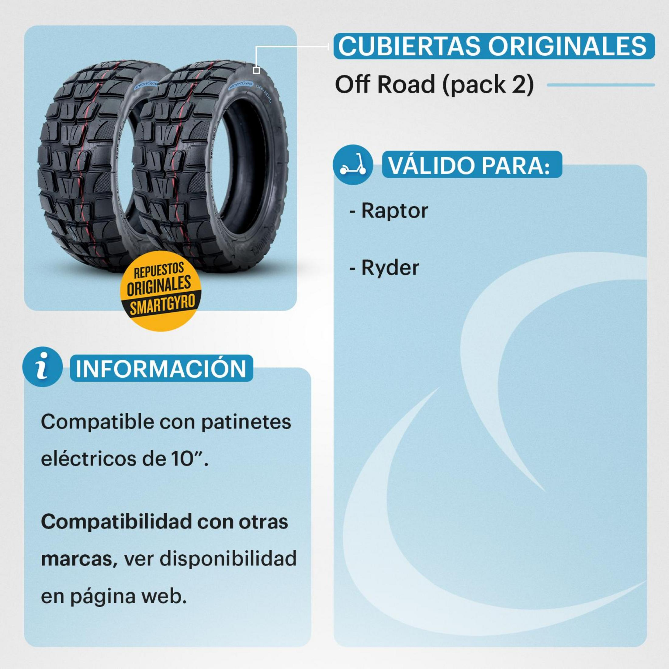 Dos cubiertas off-road para patinetes eléctricos de 10".