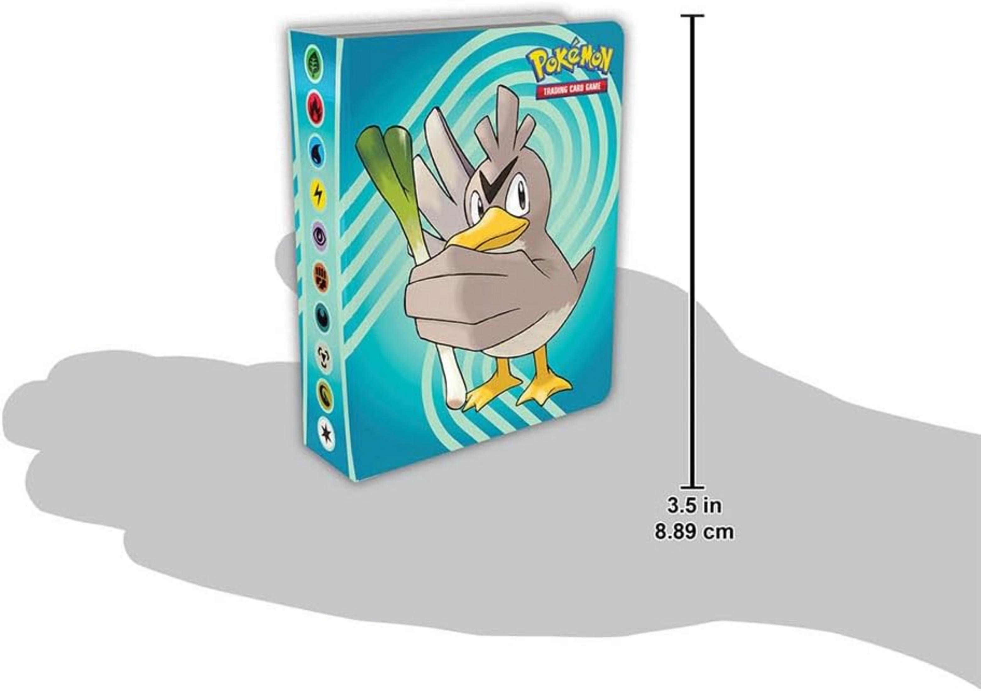 Una carpeta de Pokémon TCG con Farfetch'd sosteniendo un puerro.