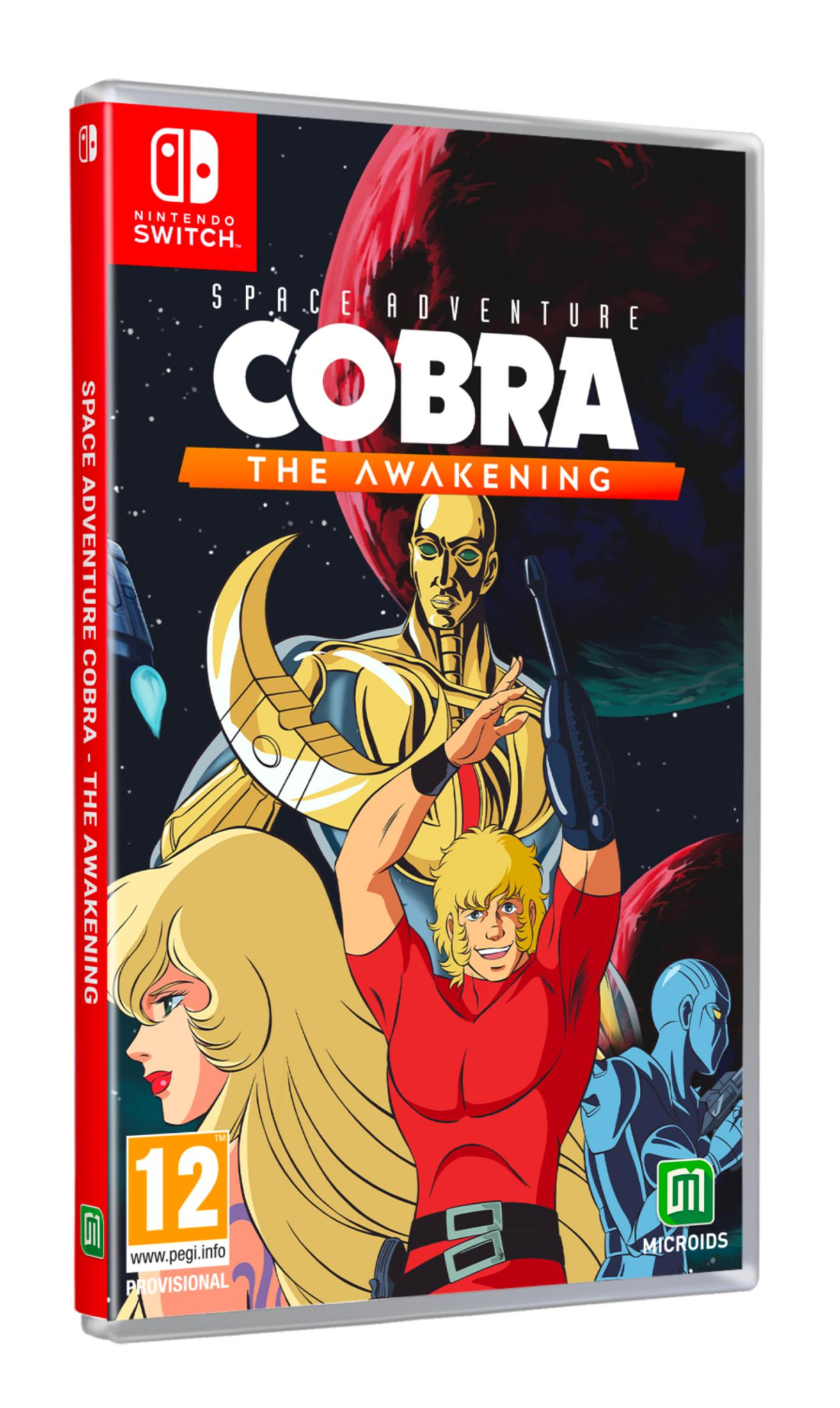 Box del gioco Nintendo Switch: Cobra con personaggi nello spazio, titolo 'Space Adventure Cobra'.