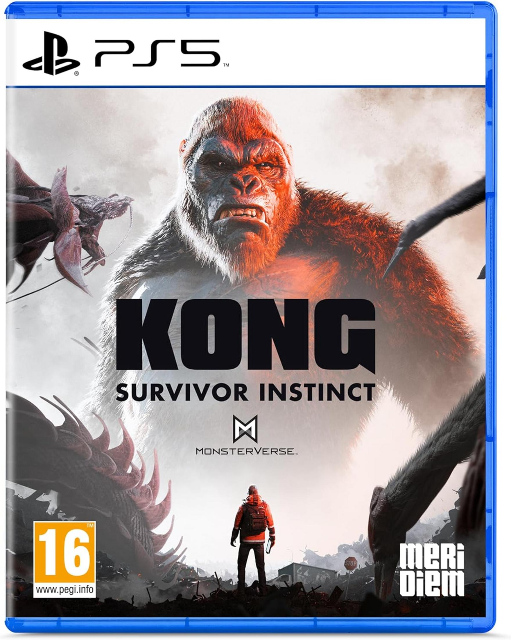 King Kong, yıkım fonunda önde bir adamla.