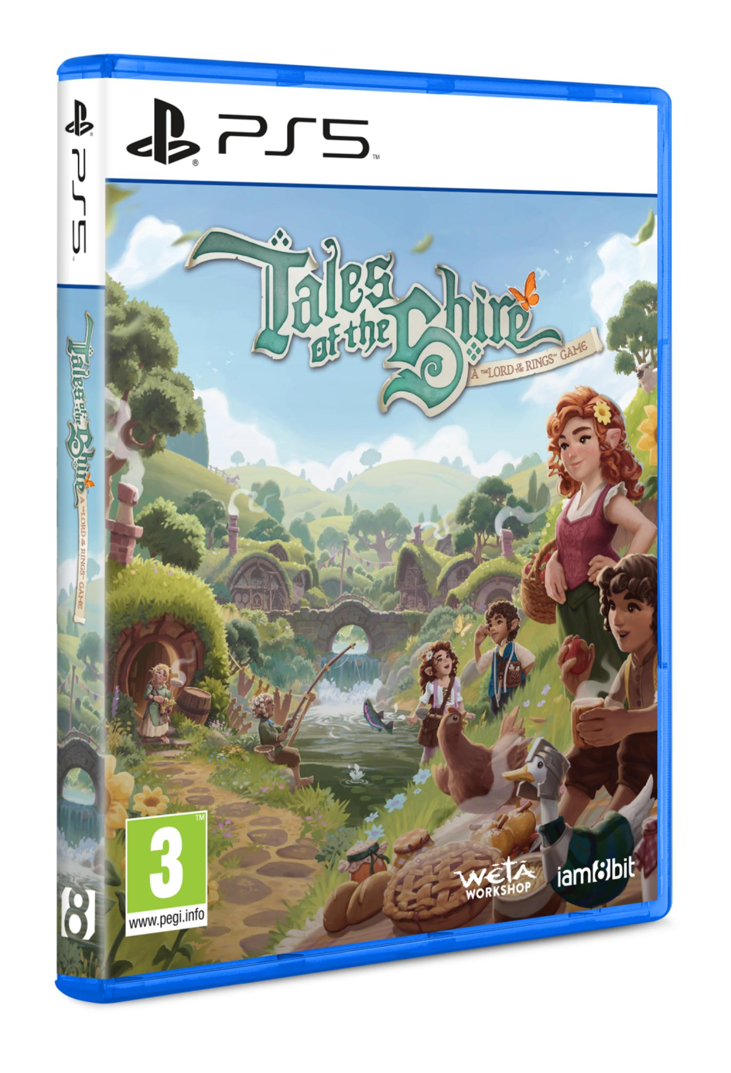 Caja de juego PS5 'Tales of the Shire', juego de El Señor de los Anillos. Paisaje idílico.