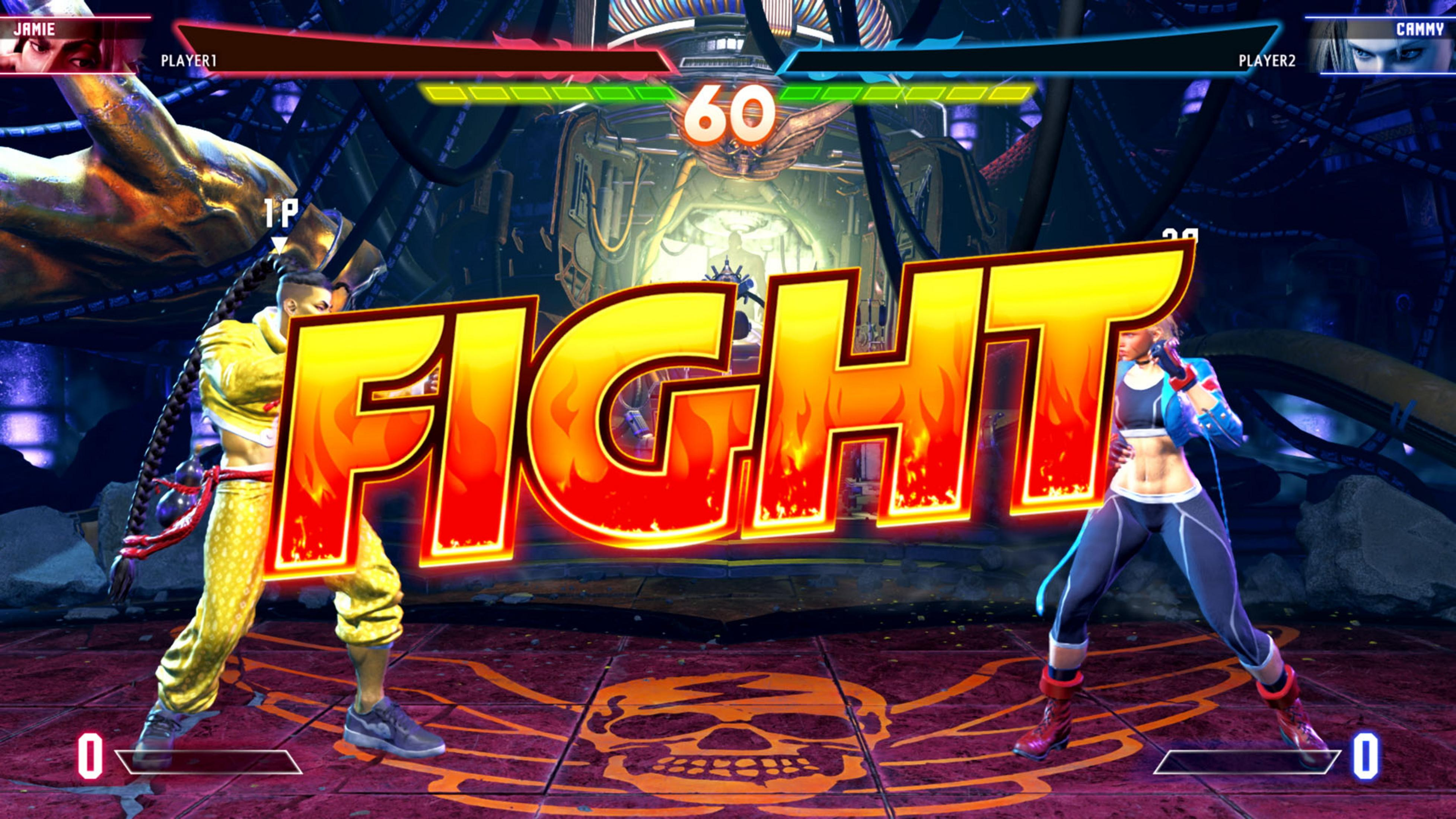 Pantalla de lucha: Jamie contra Cammy, quedan 60 segundos. Jugadores listos.