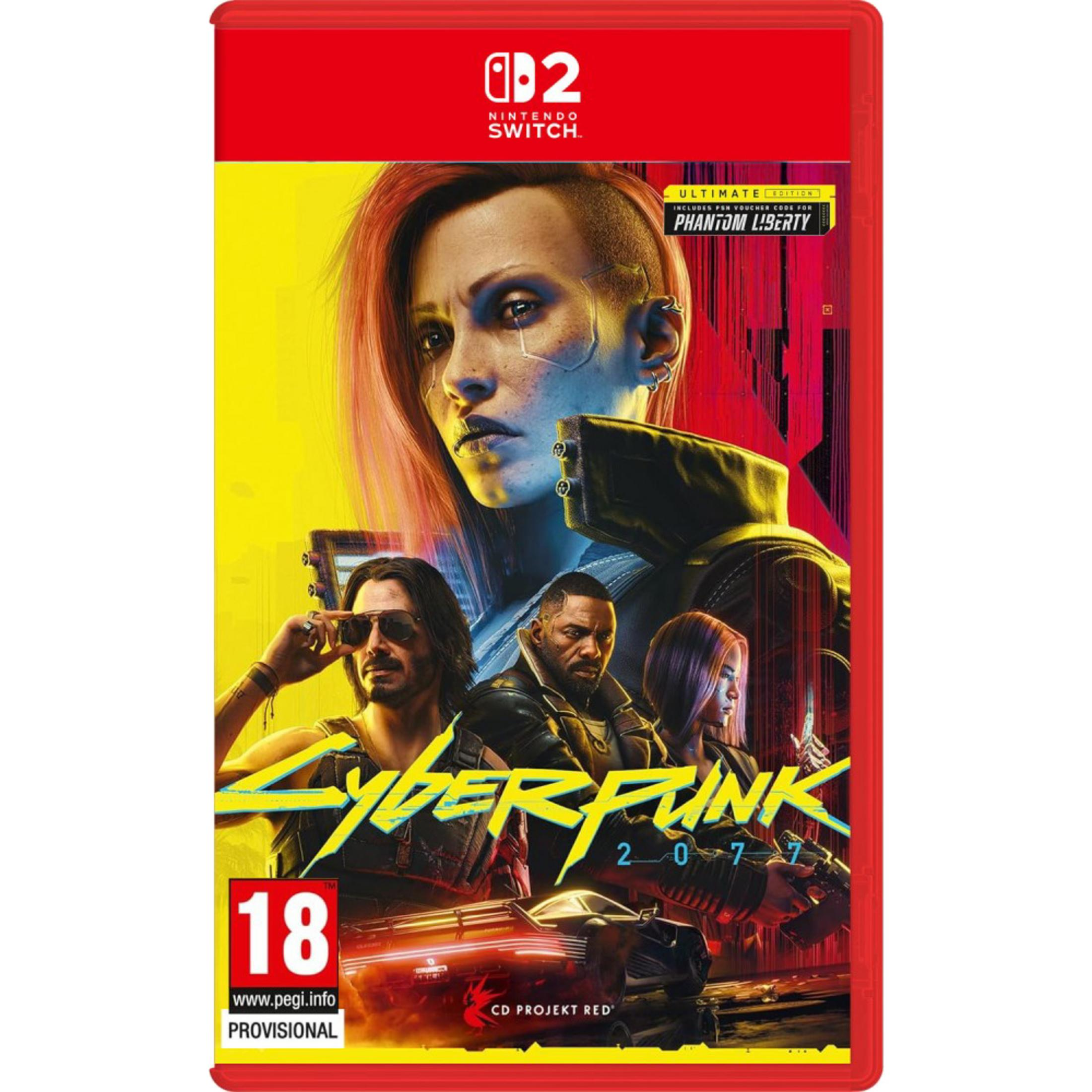 Funda de Cyberpunk 2077 para Nintendo Switch con personajes y un coche.