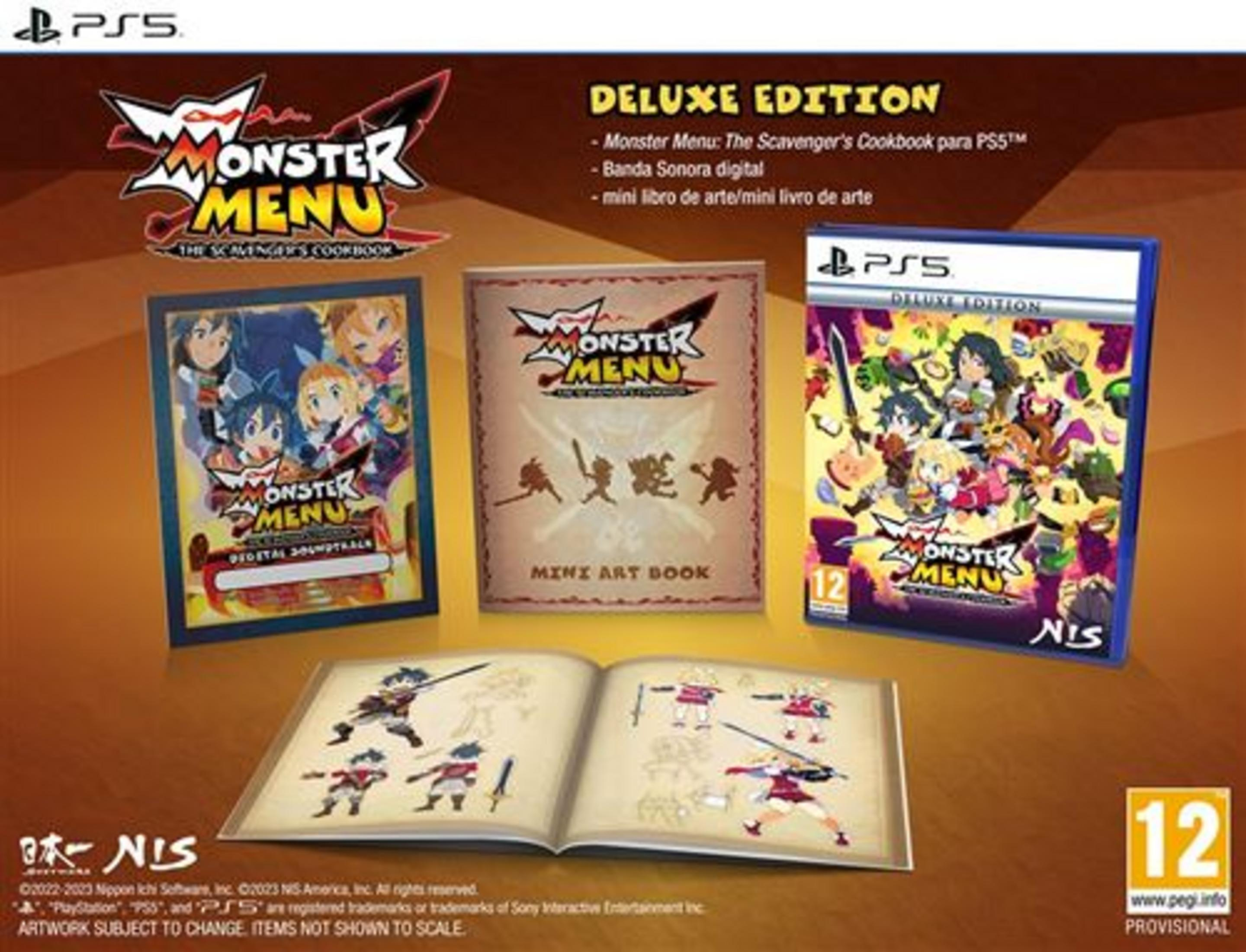 Monster Menu Edizione Deluxe per PS5: Custodia del gioco, artbook e colonna sonora.