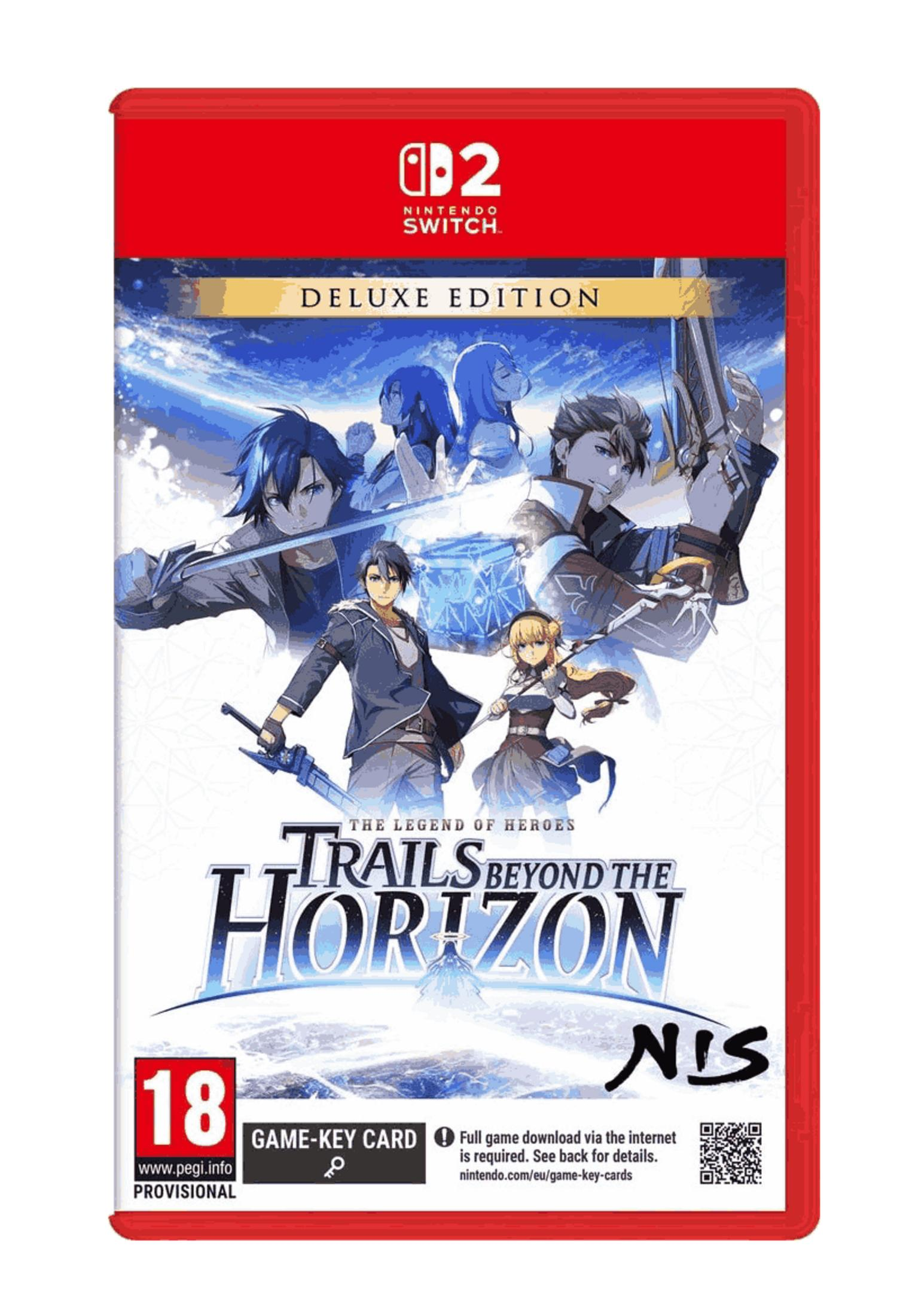 Gioco Nintendo Switch 'Trails Beyond the Horizon', Edizione Deluxe, con artwork dei personaggi.