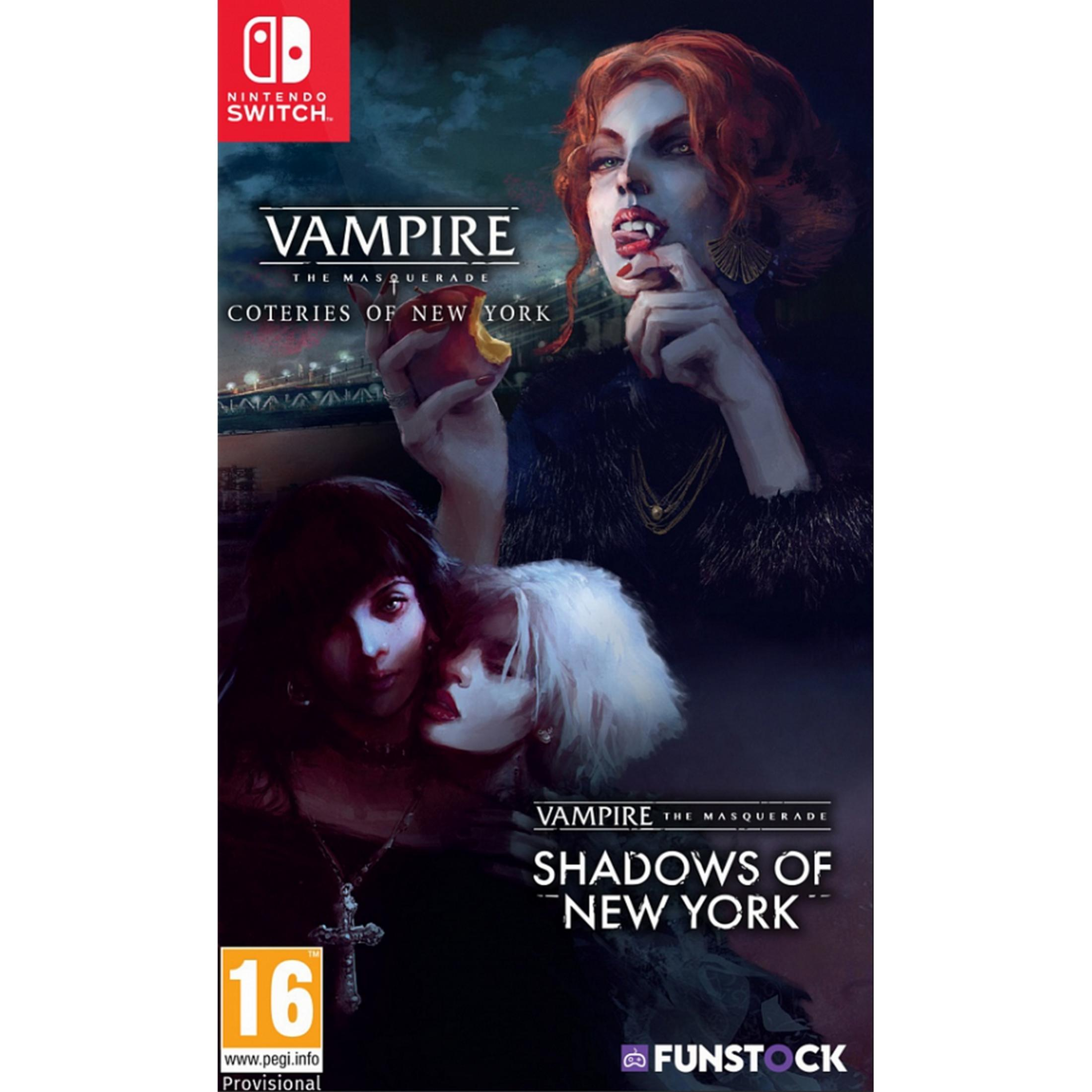 Copertina dei giochi Nintendo Switch: Vampire the Masquerade Coteries of New York e Shadows of New York.