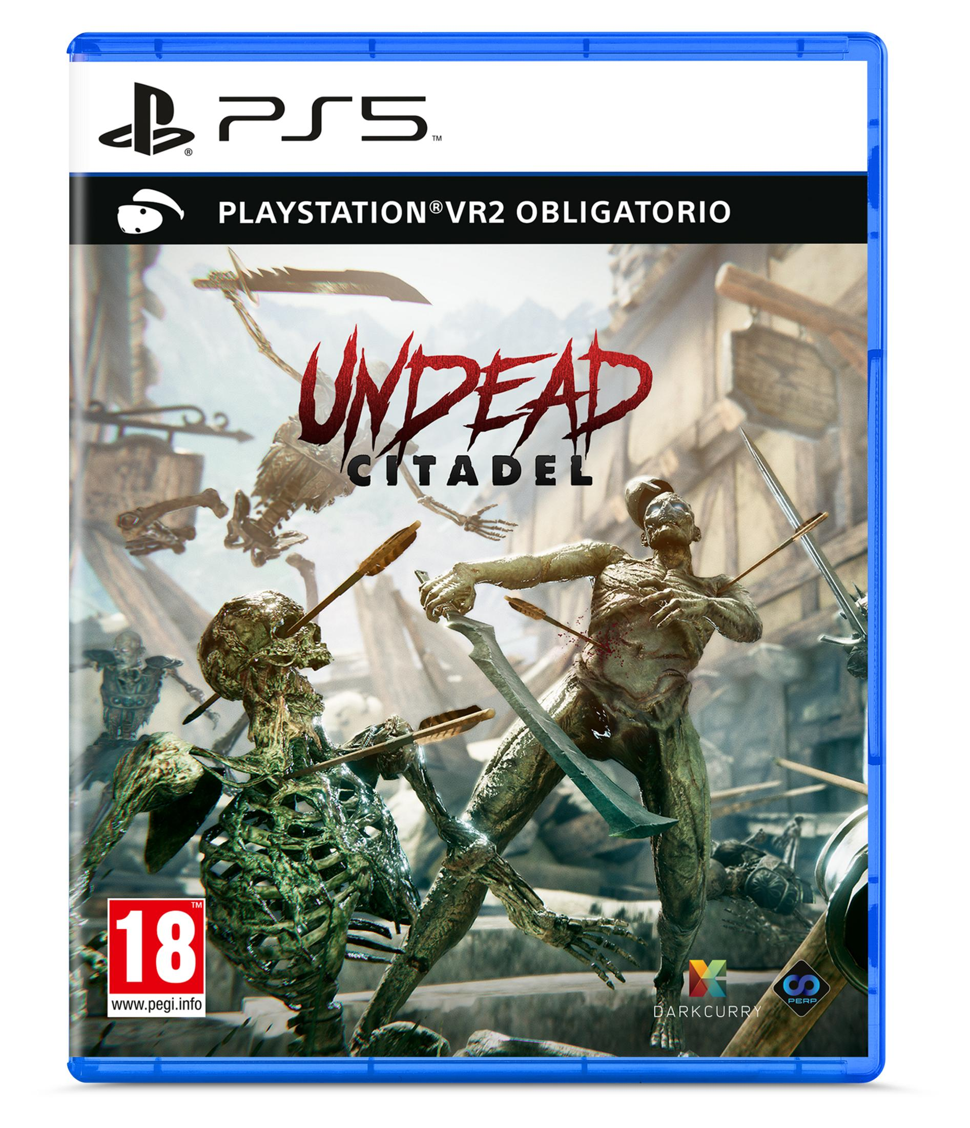 Copertina gioco PS5: Scheletri e zombie combattono in una città in rovina.