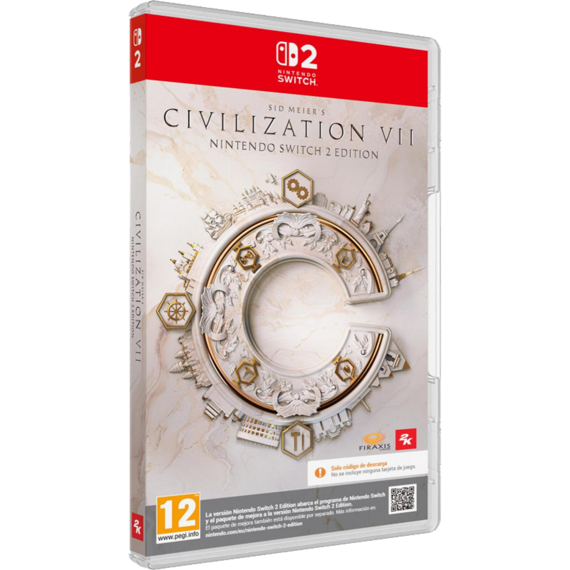 Custodia gioco Nintendo Switch "Civilization VII" con design rosso e bianco, emblema centrale.