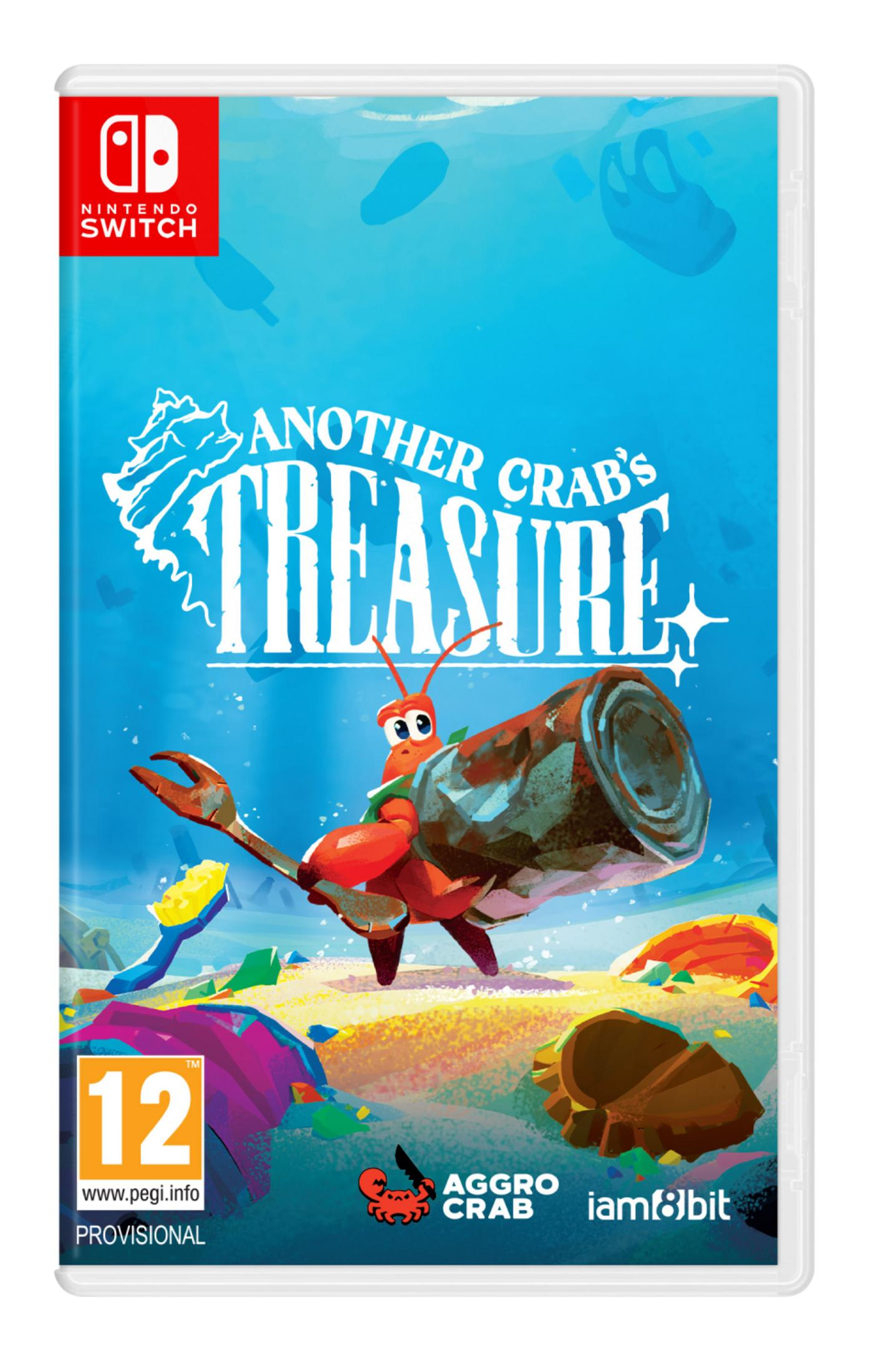 Copertina videogioco di granchio con un granchio che porta una lattina. Tema sottomarino.