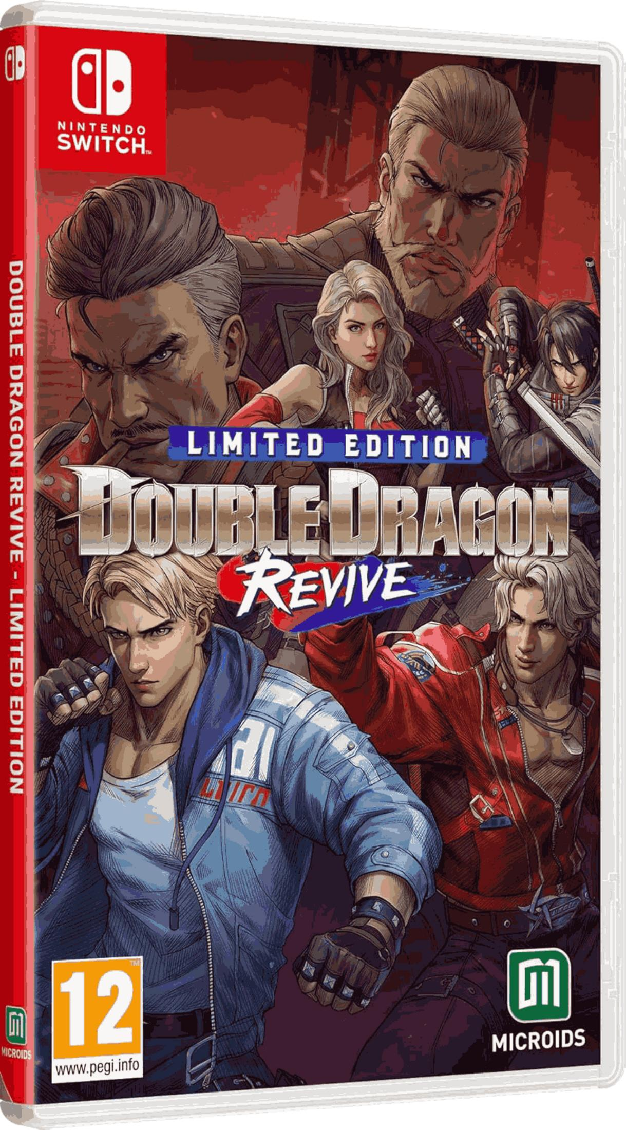 Copertina del gioco "Double Dragon Revive Limited Edition" per Nintendo Switch, con personaggi.
