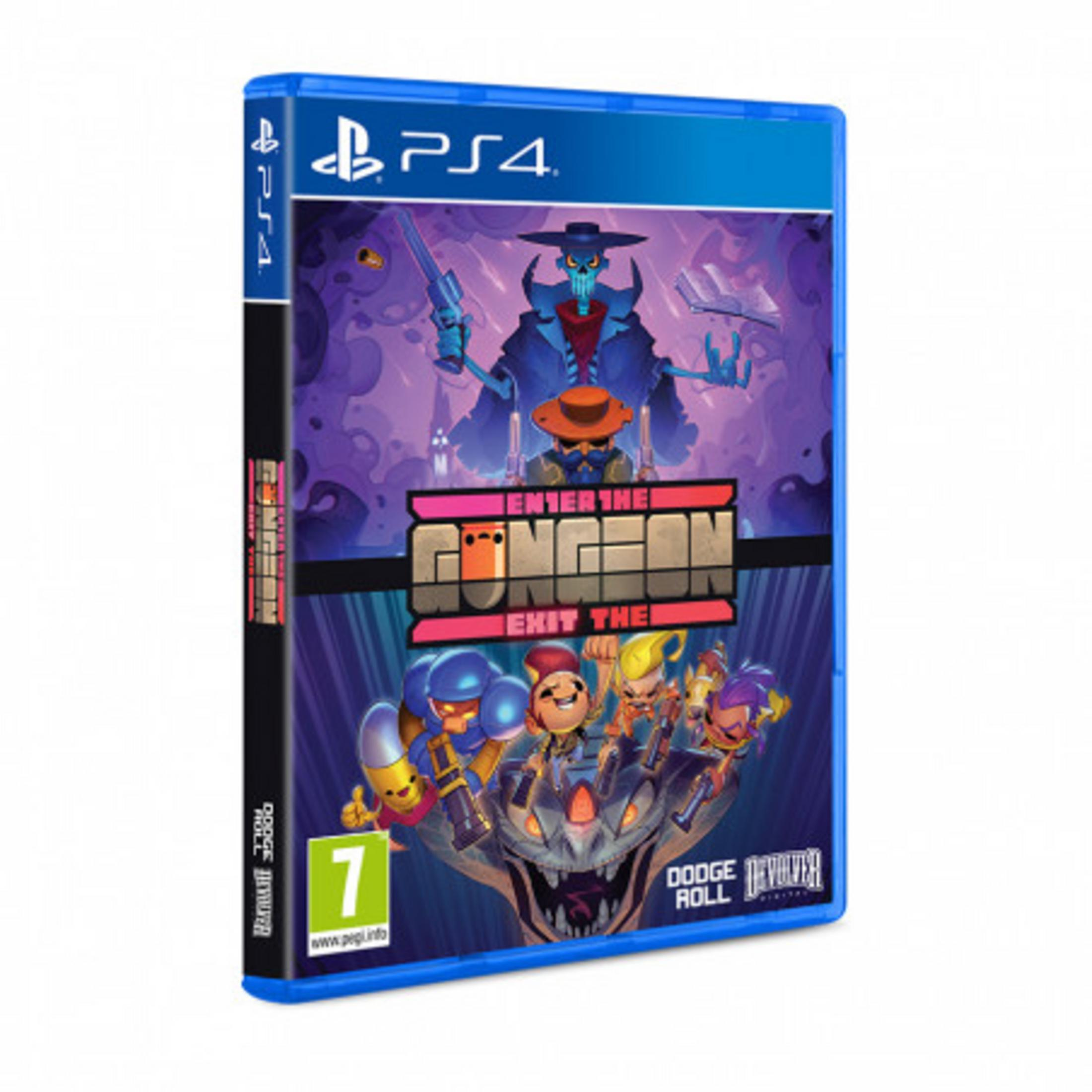 Gioco PS4 "Enter the Gungeon" con personaggi a cartoni e nemico scheletro.