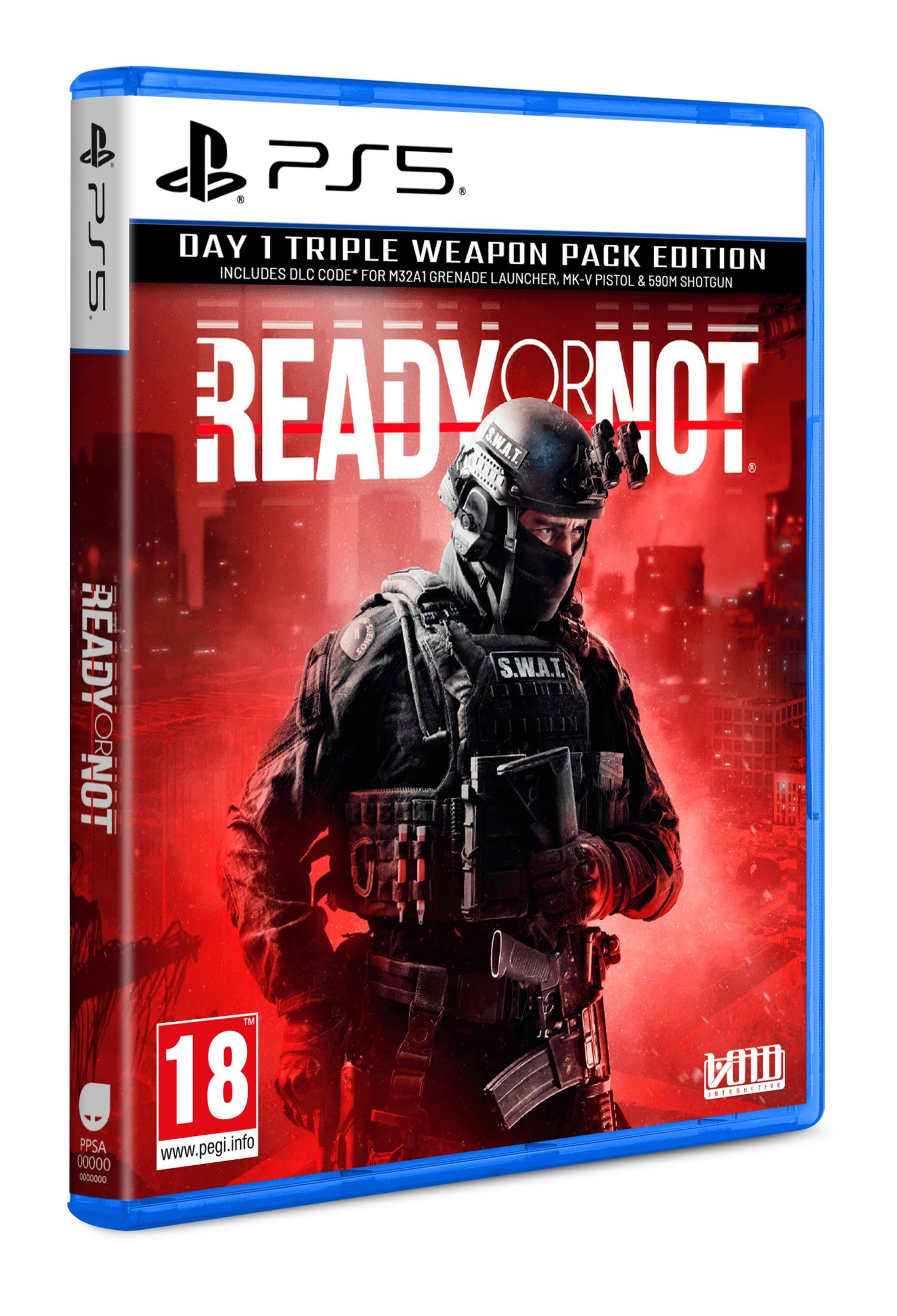 Copertina gioco PS5: agente SWAT con pistola, sfondo città rossa.