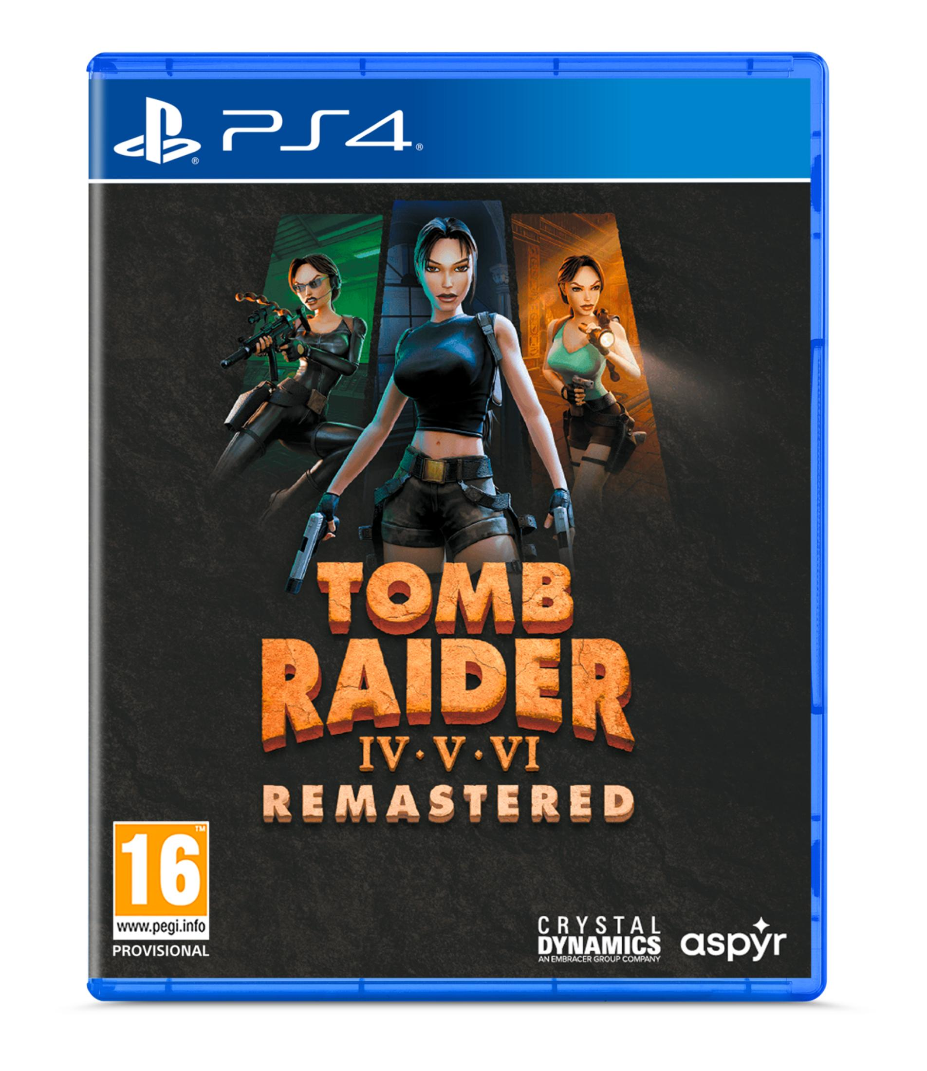 Copertina PS4 Tomb Raider Remastered con Lara Croft e rating PEGI 16.