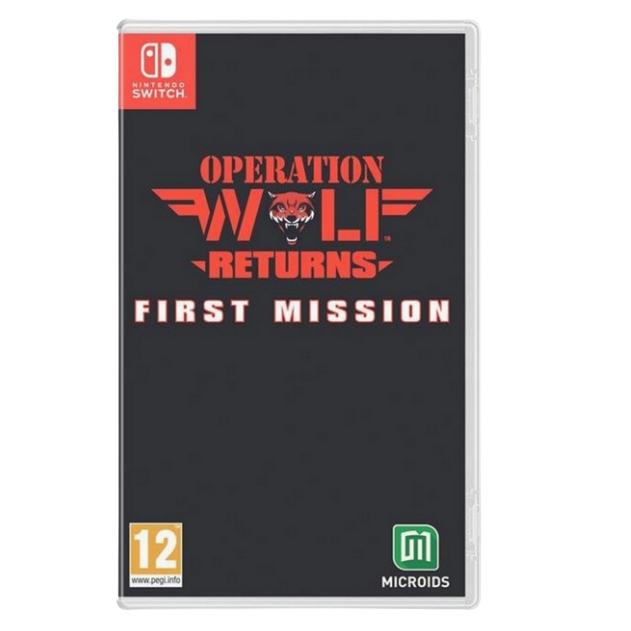 Caja de juego de Nintendo Switch para Operation Wolf Returns: First Mission, clasificado PEGI 12.