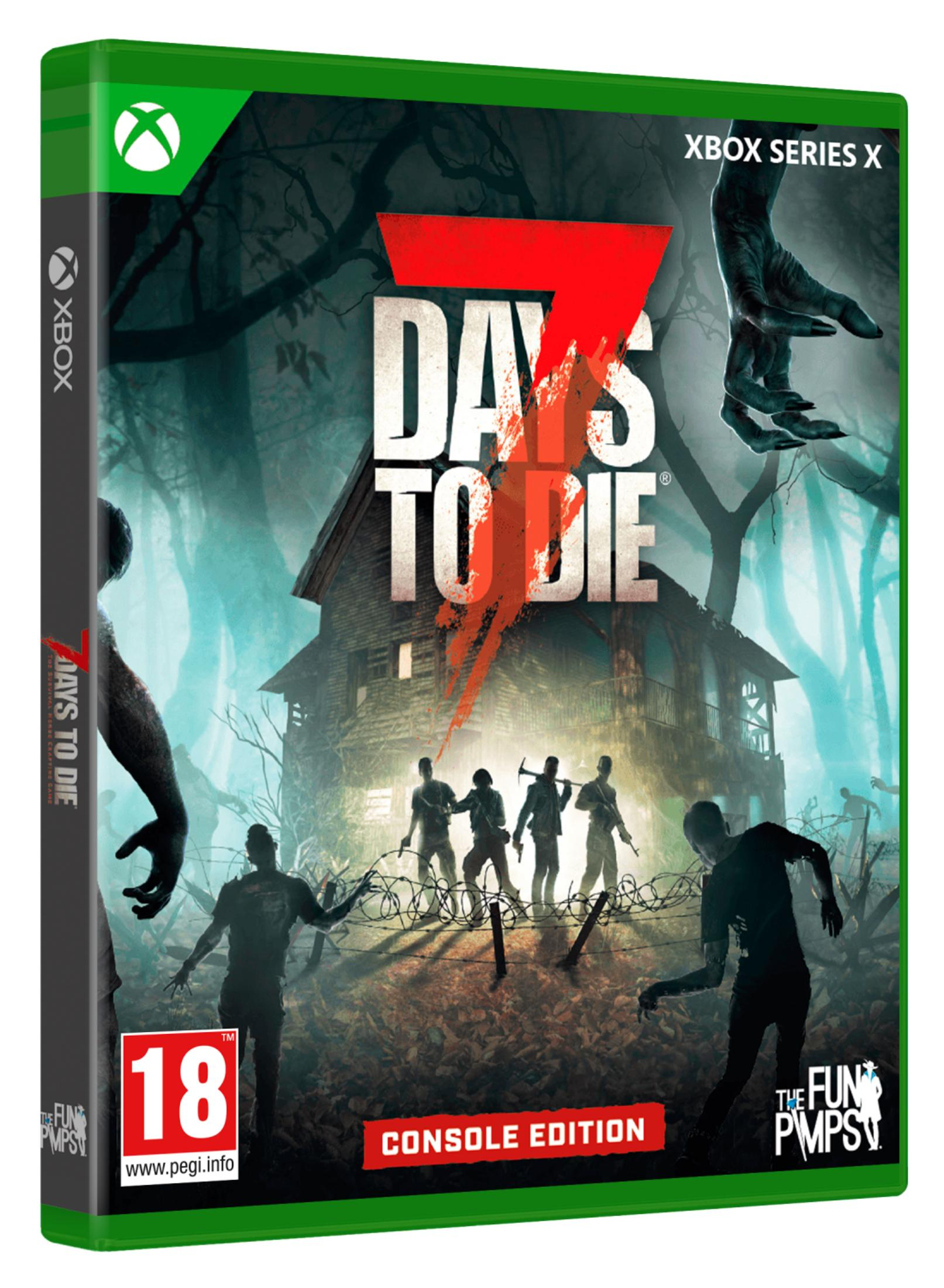 Custodia Xbox per 7 Days to Die mostra sopravvissuti davanti a una casa, circondati da zombie.