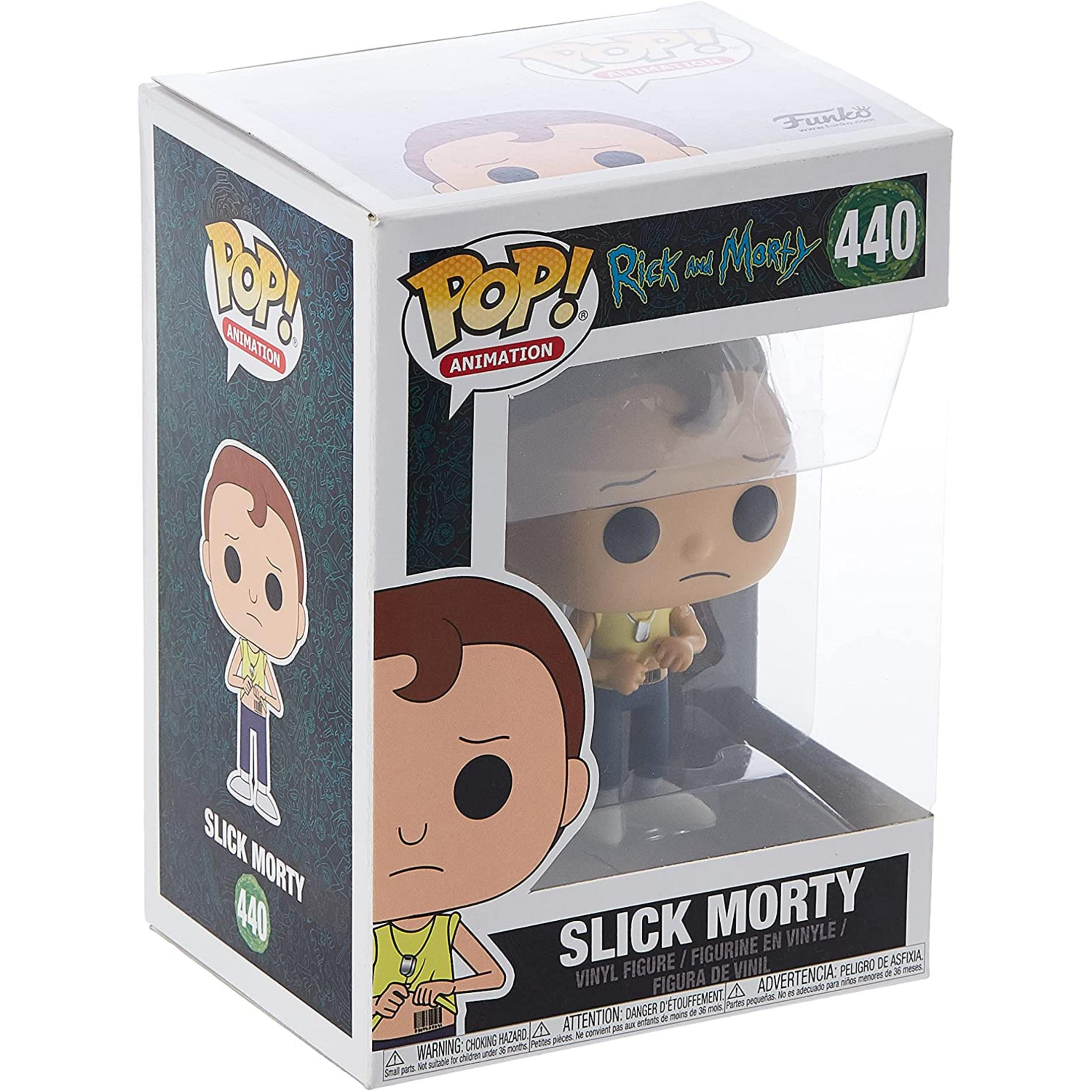 Action figure in vinile Funko Pop! "Slick Morty" di Rick and Morty, numero 440, in scatola.