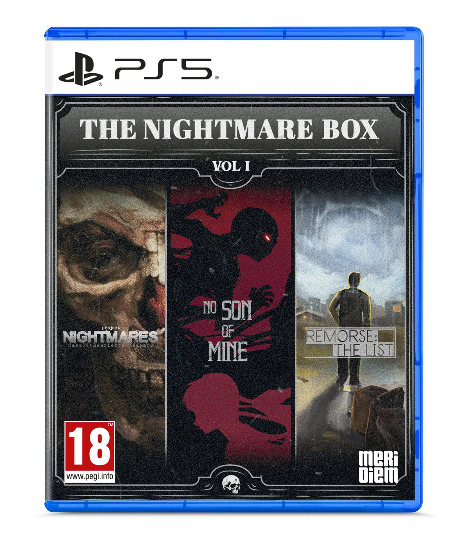 Gioco PS5 "The Nightmare Box" Vol I con tre copertine di giochi horror.