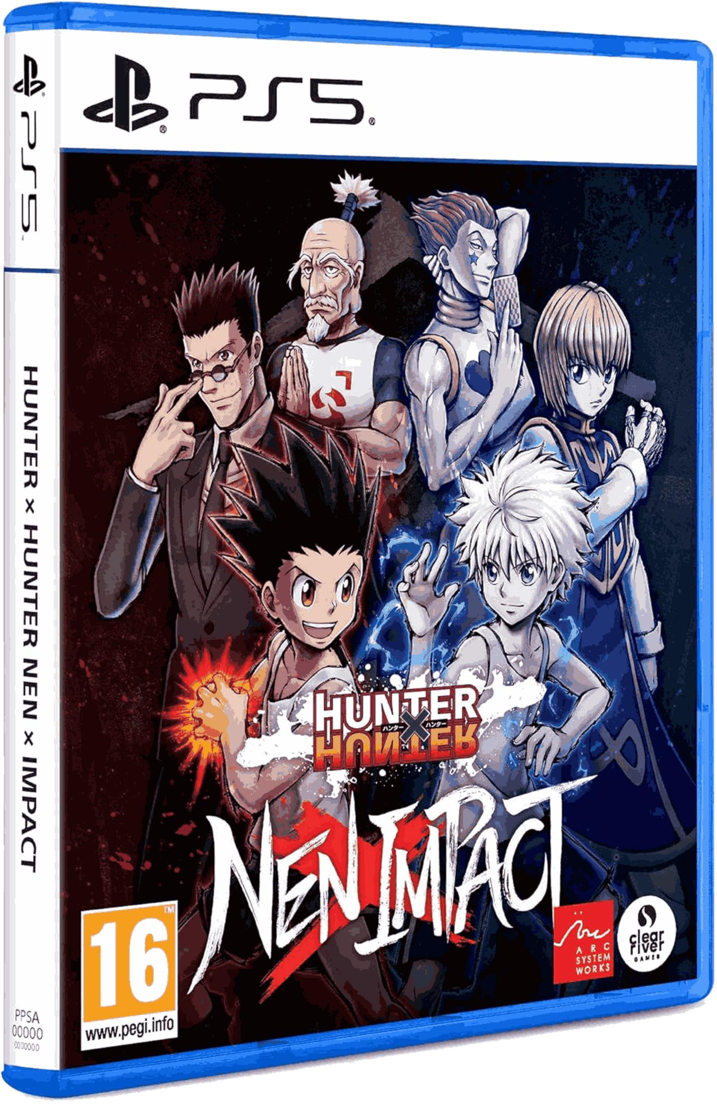 Custodia del gioco PS5 Hunter x Hunter Nen Impact con personaggi e classificazione PEGI 16.