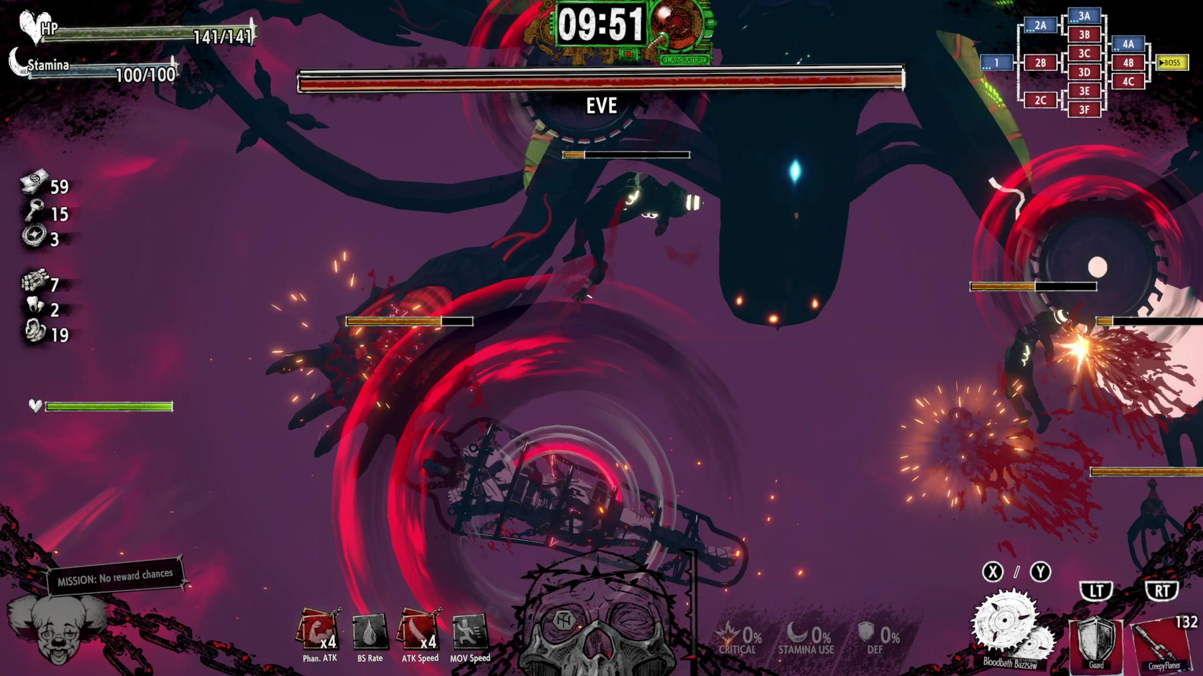 Un juego de lucha de temática oscura; personajes luchan contra un gran jefe.