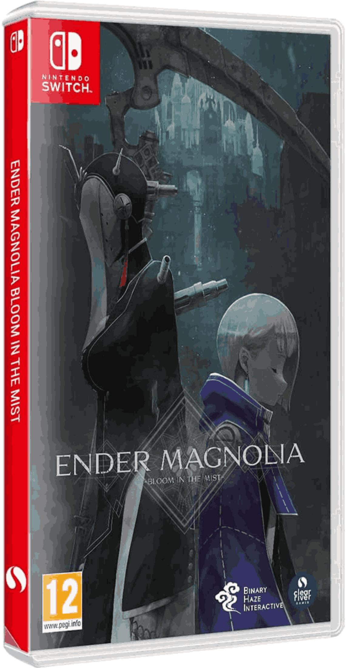 Copertina gioco Nintendo Switch con due figure e il titolo 'Ender Magnolia'.