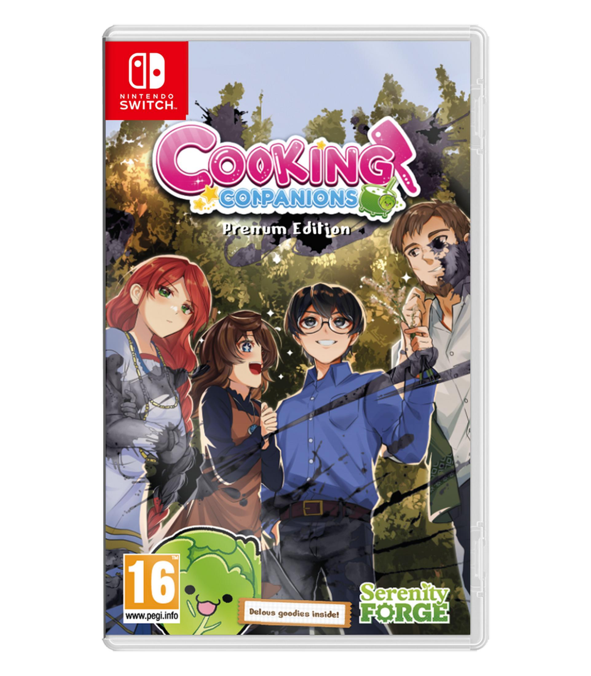 Copertina gioco Nintendo Switch con quattro personaggi e utensili.
