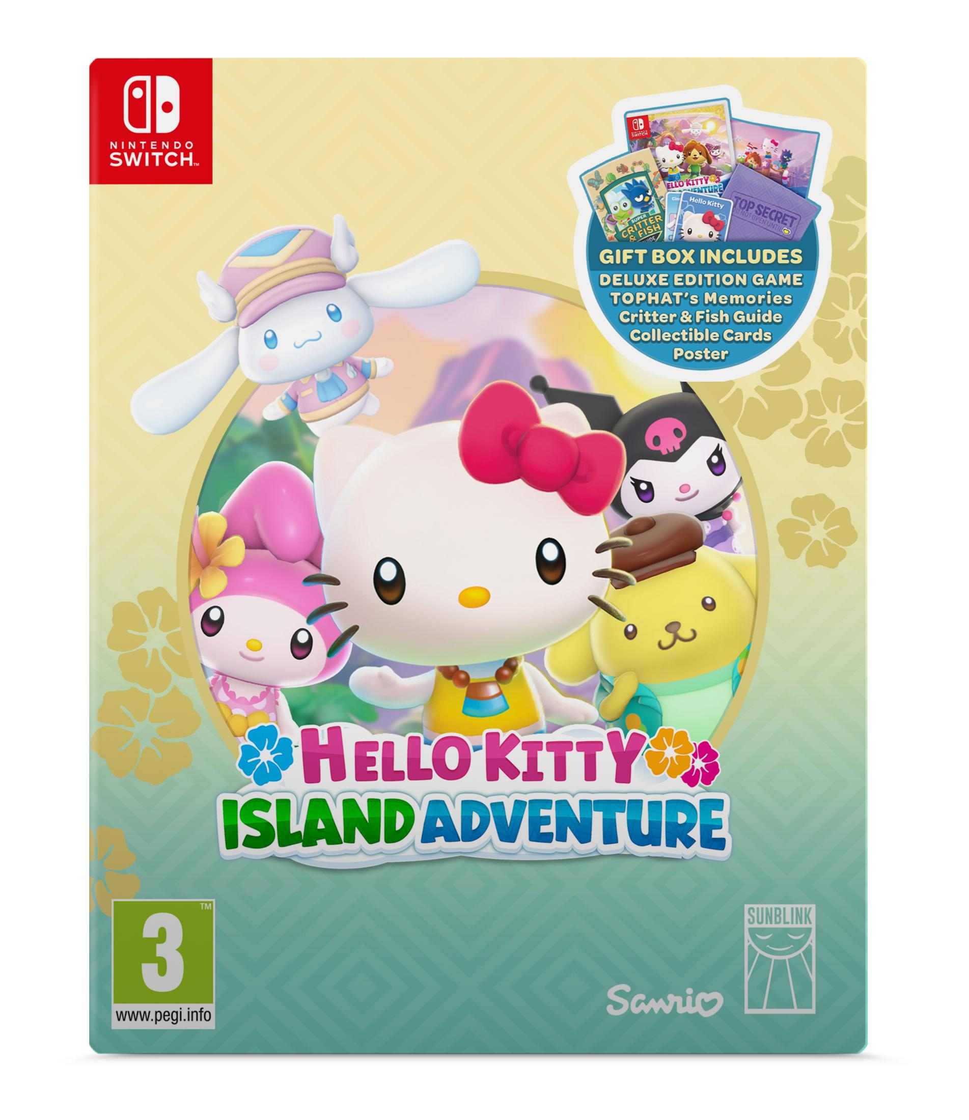 Copertina dell'edizione Nintendo Switch di Hello Kitty Island Adventure con personaggi.