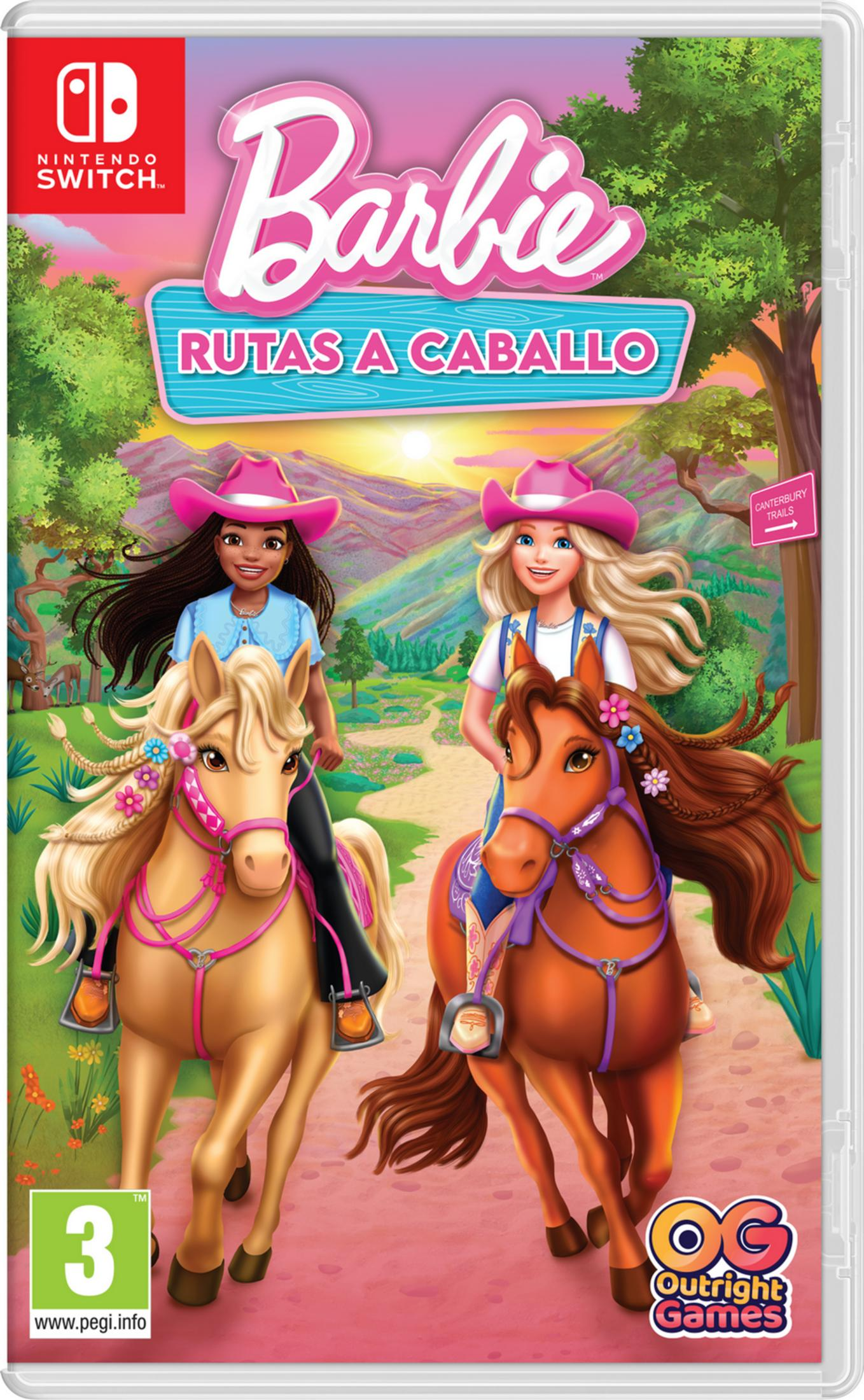Dos chicas montan a caballo en un paisaje montañoso al atardecer.