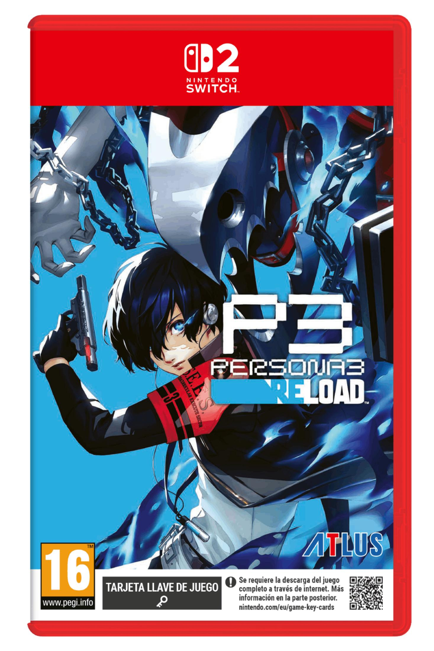 Copertina di Persona 3 Reload per Nintendo Switch, con personaggio anime e catene.