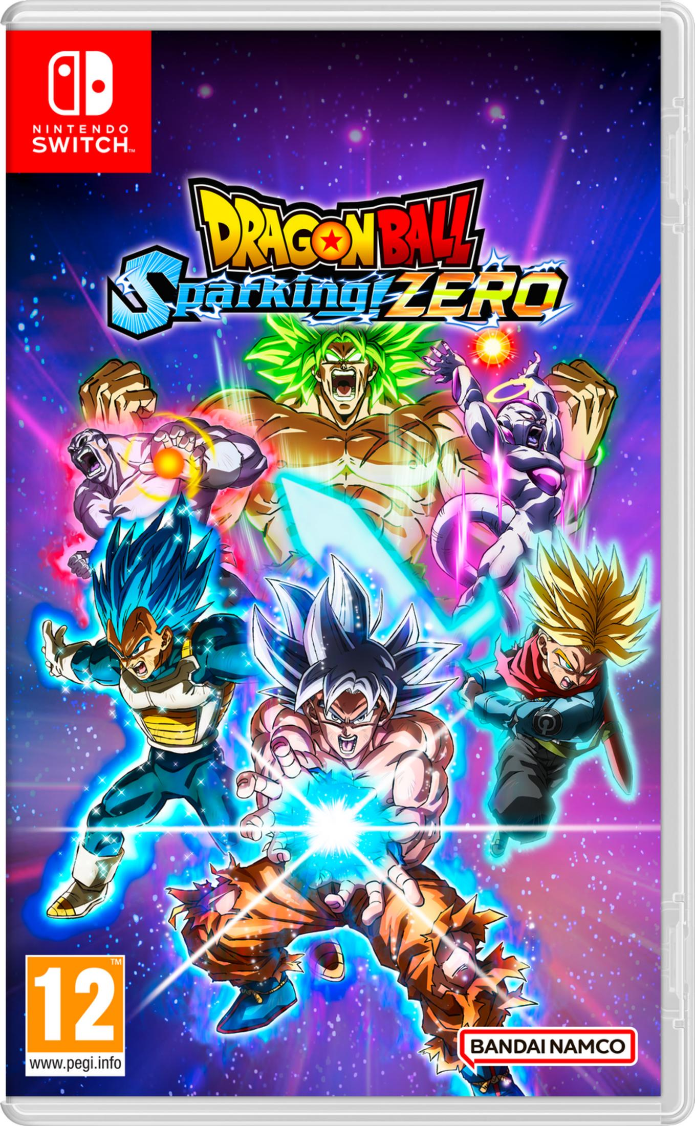 Copertina di Dragon Ball Z: Sparking Zero con Goku, Vegeta, Frieza, Broly e Trunks.
