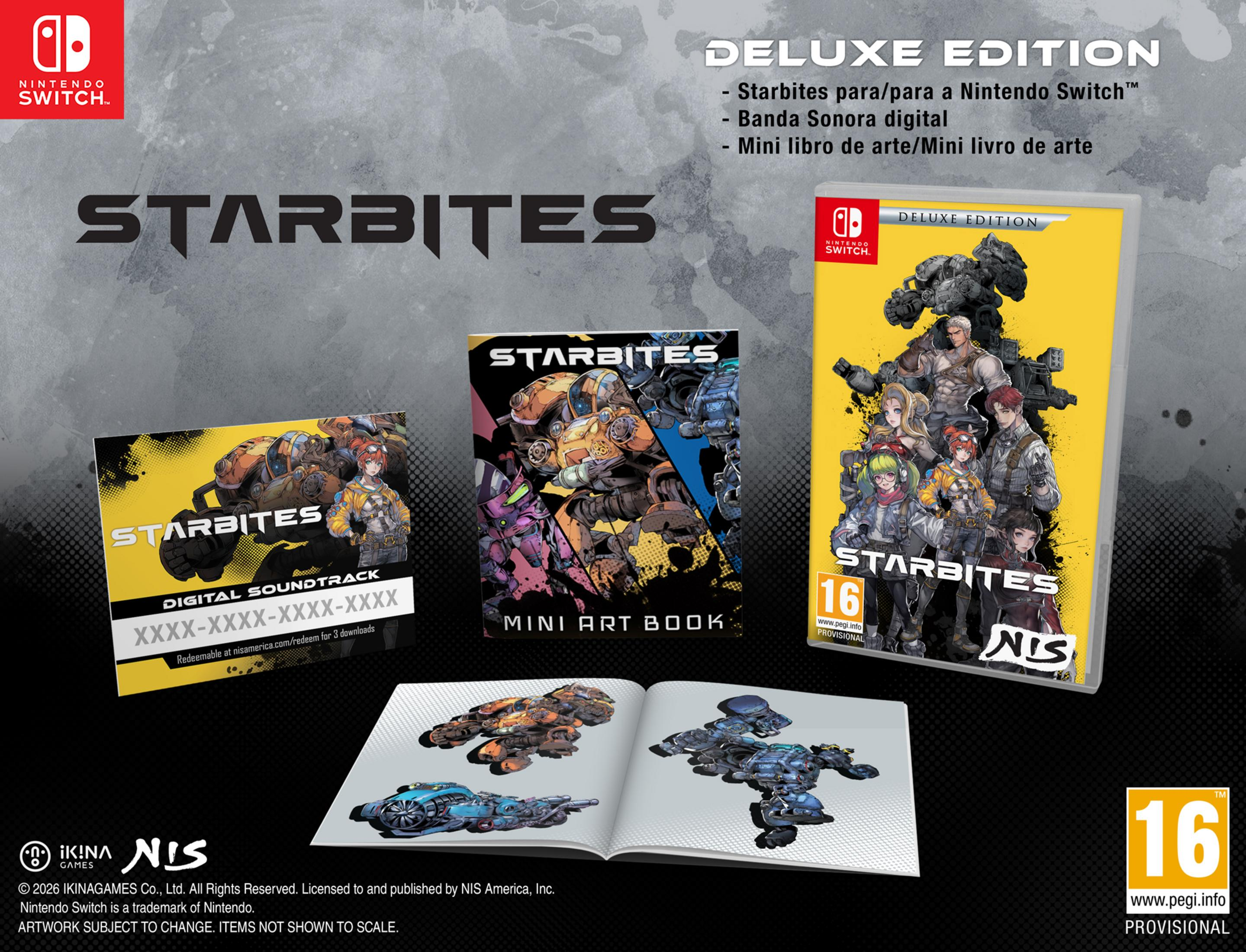 Edizione Deluxe Nintendo Switch con gioco, artbook e colonna sonora. Personaggi multipli.