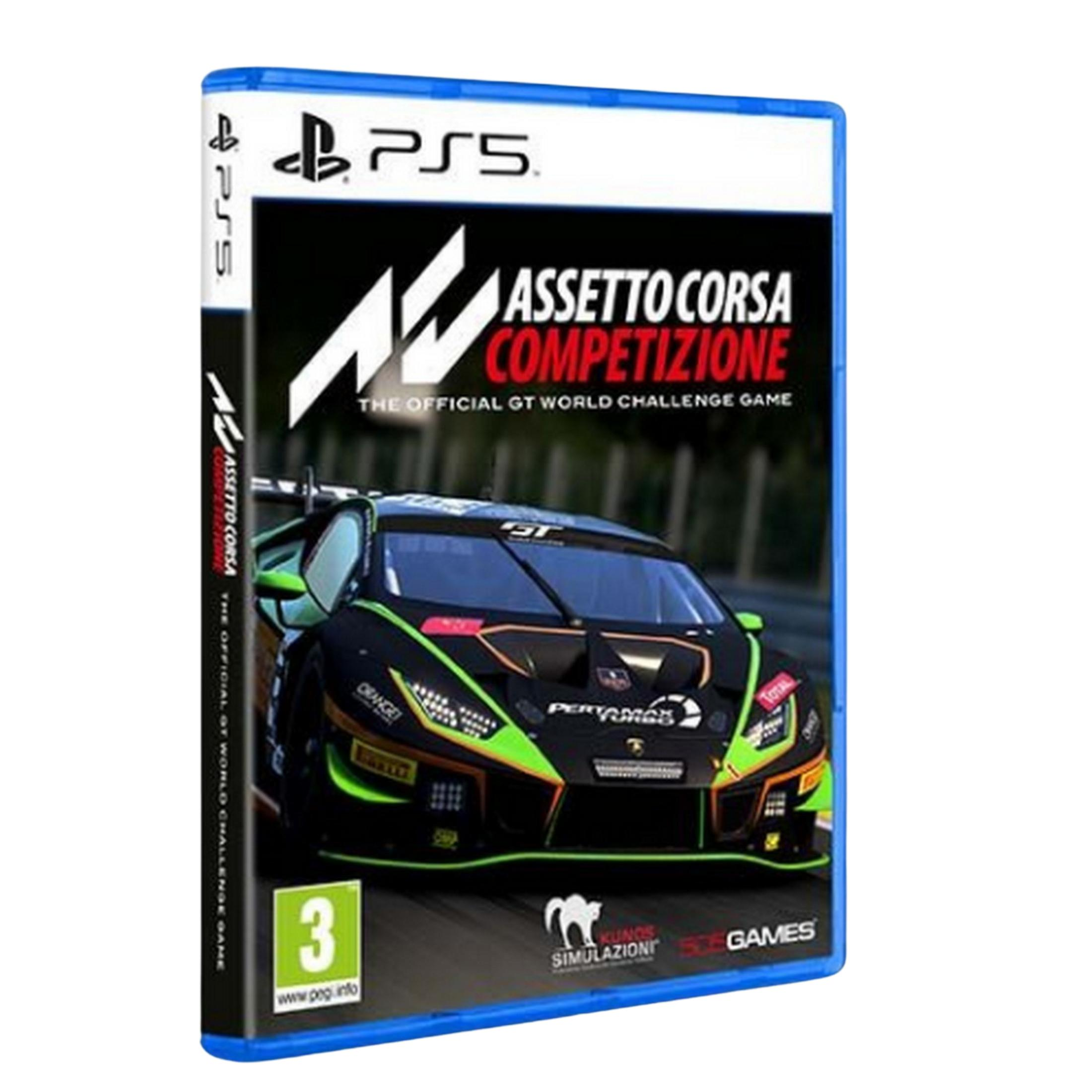 Caja de juego PS5 con el coche de carreras Assetto Corsa Competizione.