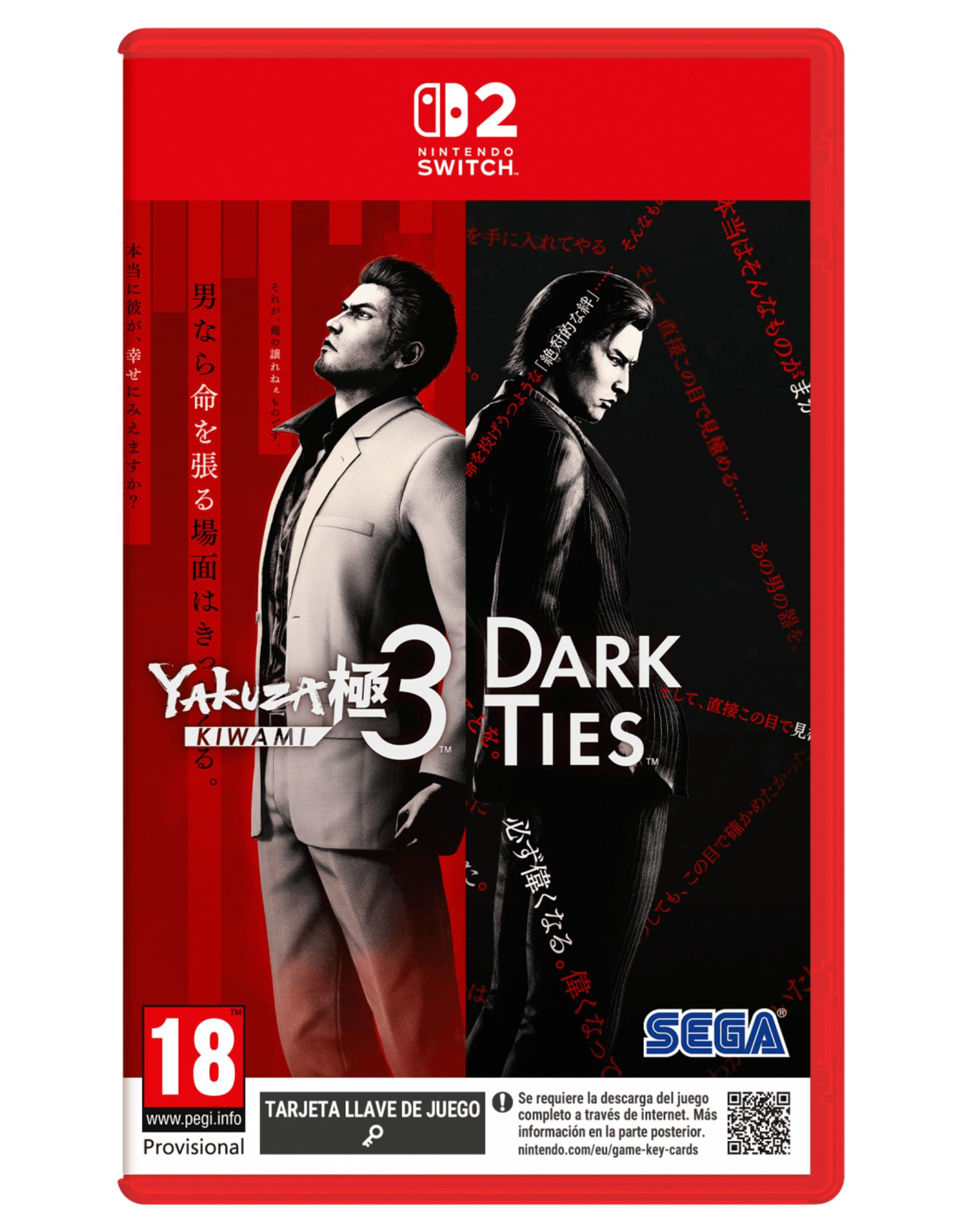 Copertina di Yakuza Kiwami 3 con due uomini su sfondo scuro.