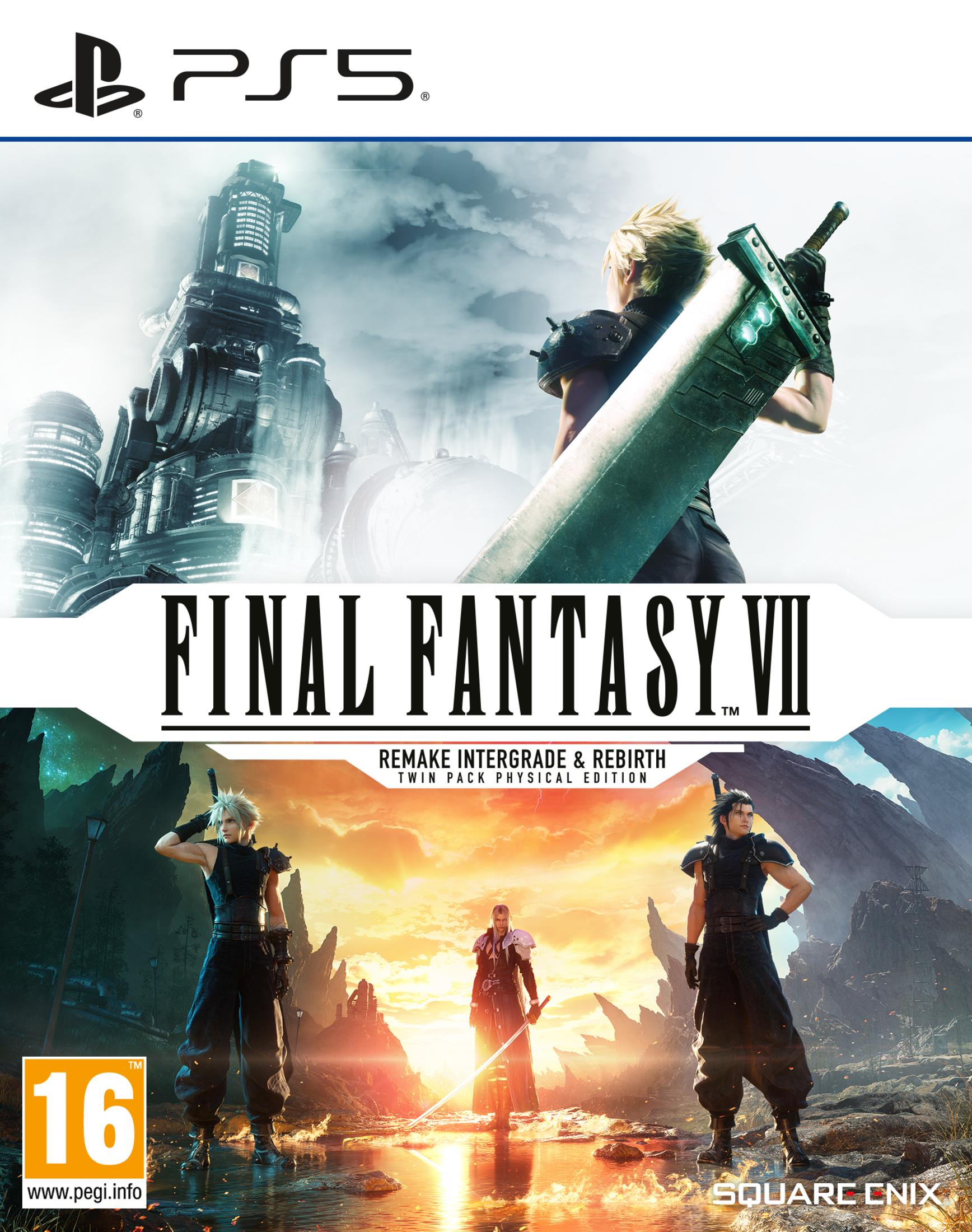 Portada del juego PS5: Final Fantasy VII Remake Intergrade & Rebirth Twin Pack.