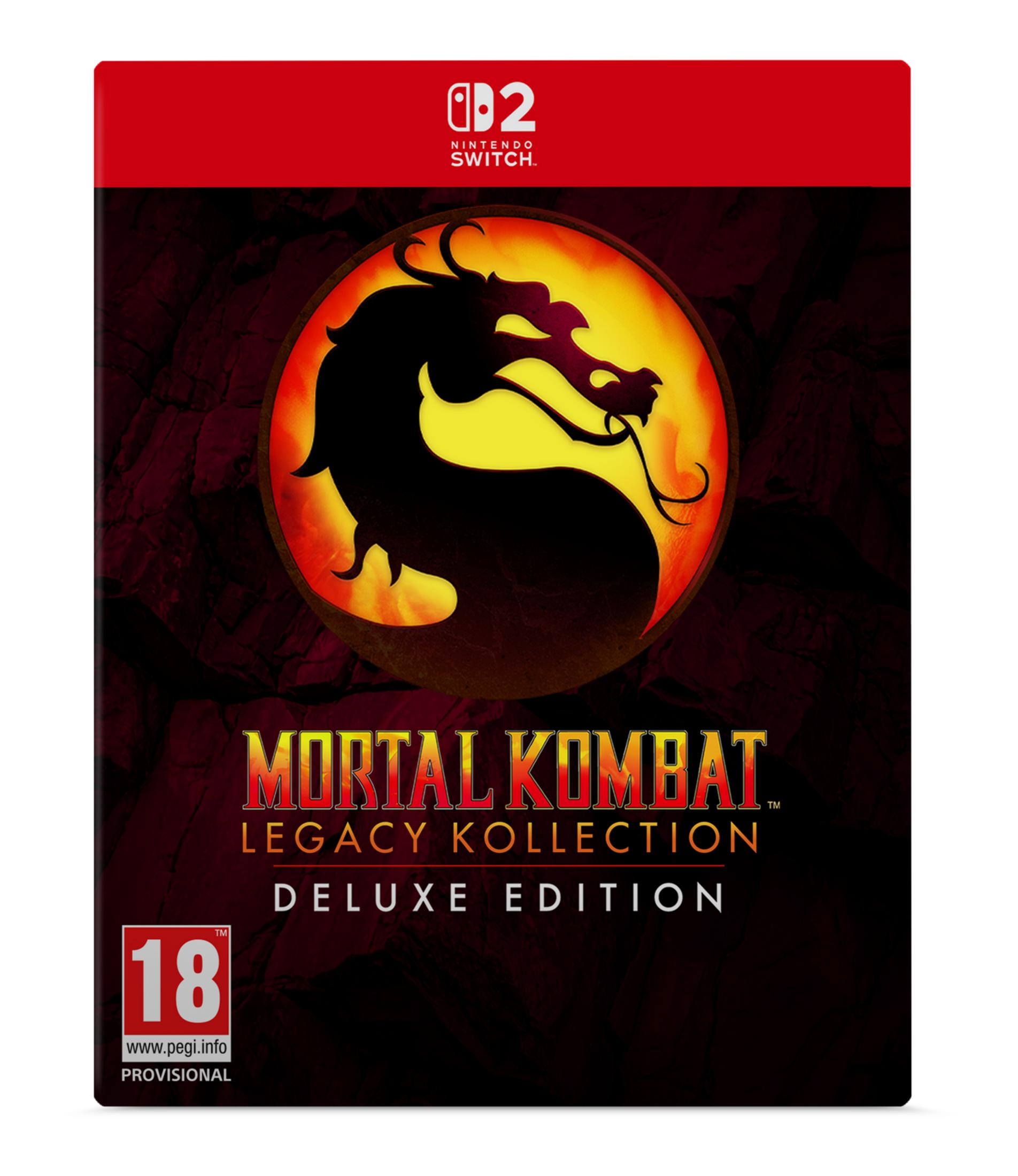 Copertina Mortal Kombat Legacy Kollection Deluxe Edition Nintendo Switch con logo drago.