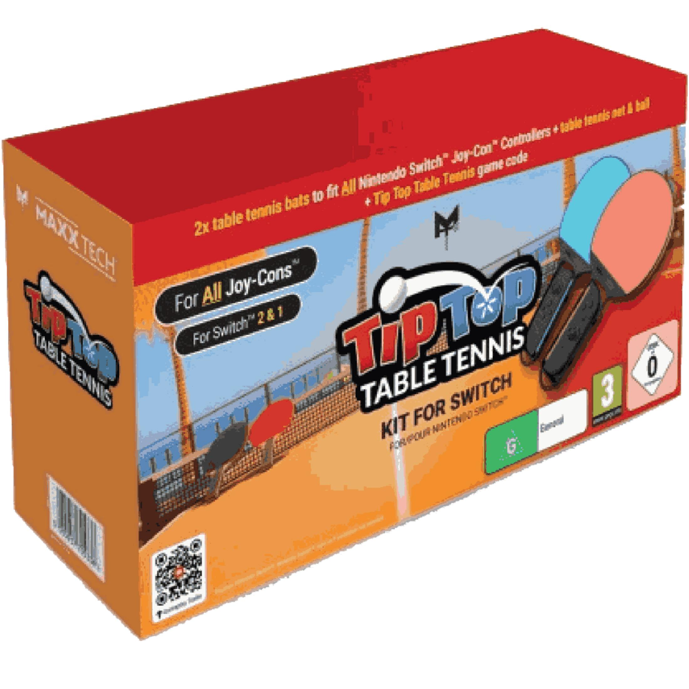 Scatola per un kit da ping pong Nintendo Switch con racchette, rete e pallina.