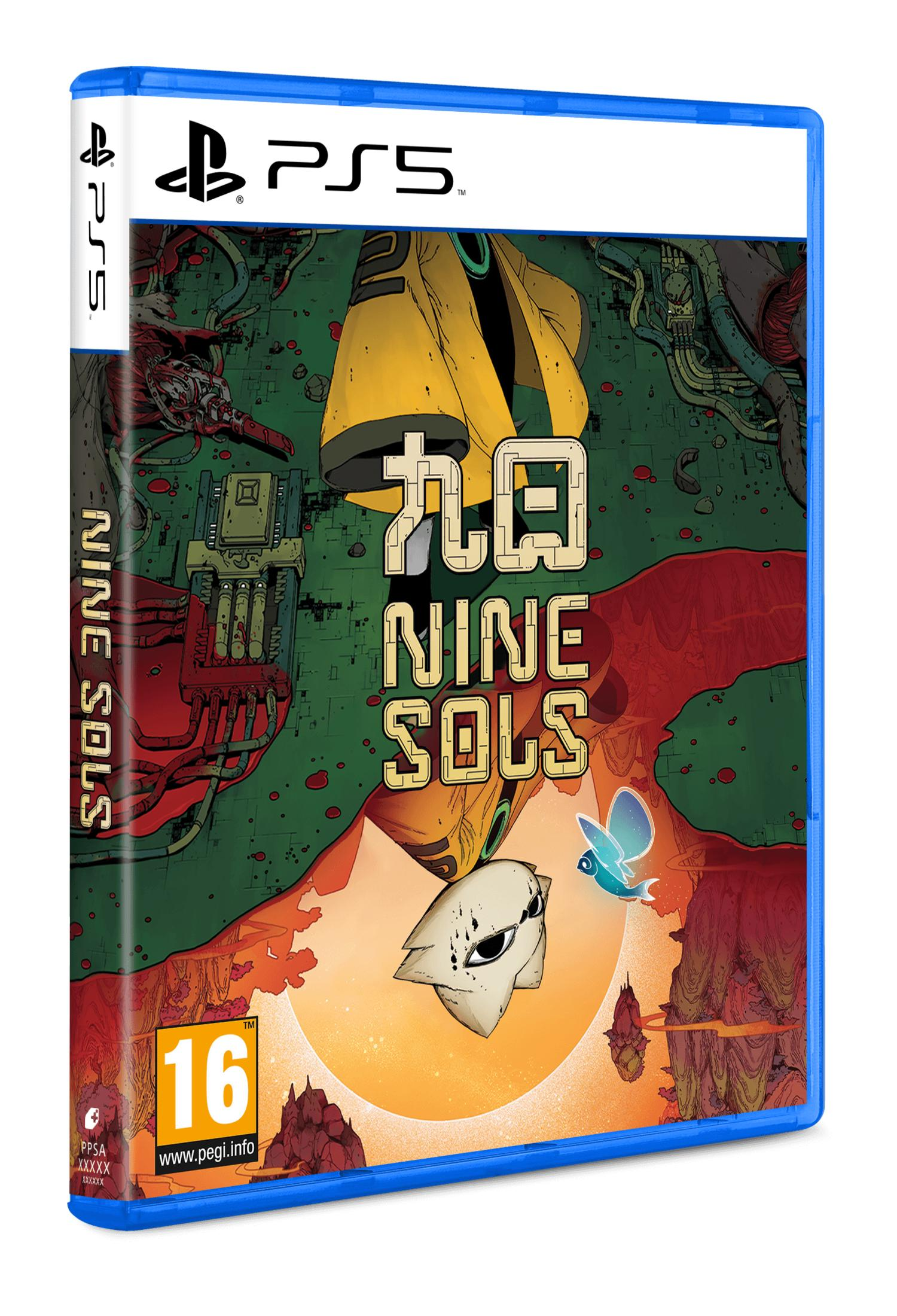 Custodia gioco PS5 'Nine Sols' con arte anime, un uccello e un personaggio.