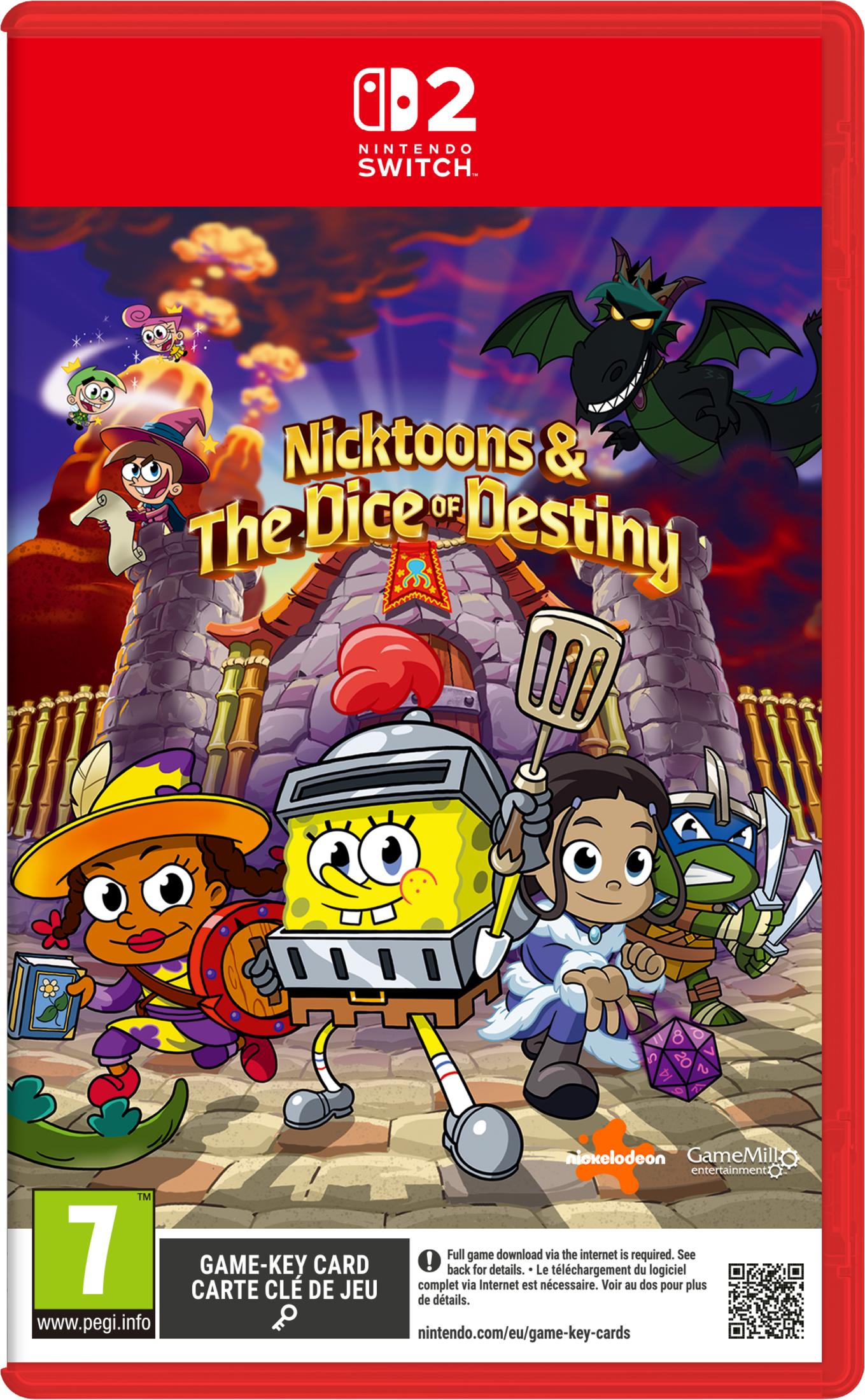 SpongeBob, TMNT e altri Nicktoons davanti a un castello con un drago.