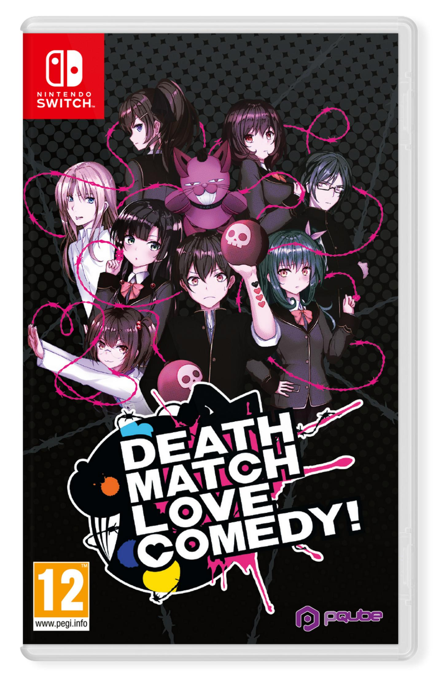 Copertina di Death Match Love Comedy! con personaggi anime e logo Nintendo Switch.