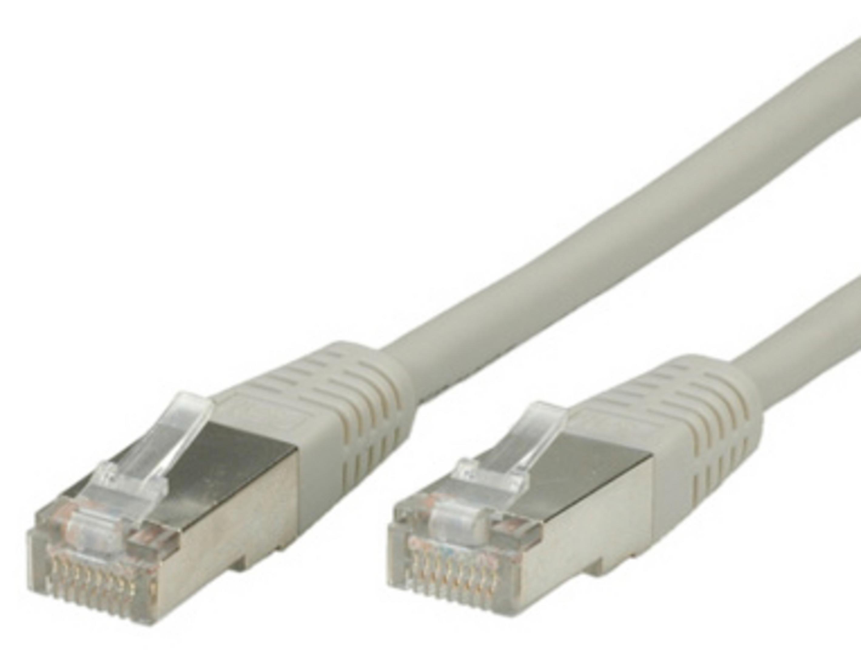 Due cavi Ethernet grigi con connettori argentati su sfondo bianco.