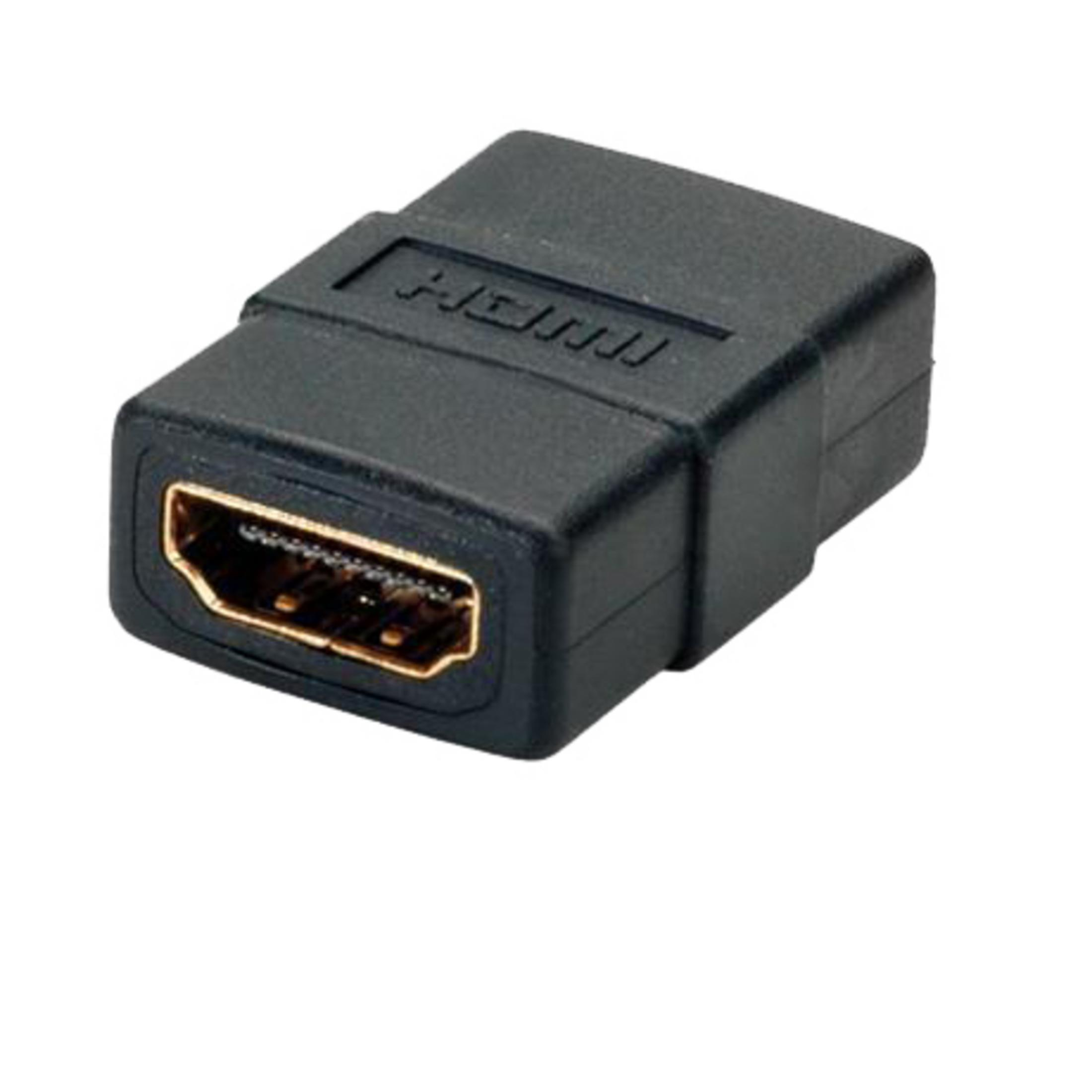 Un adattatore HDMI nero con contatti dorati.