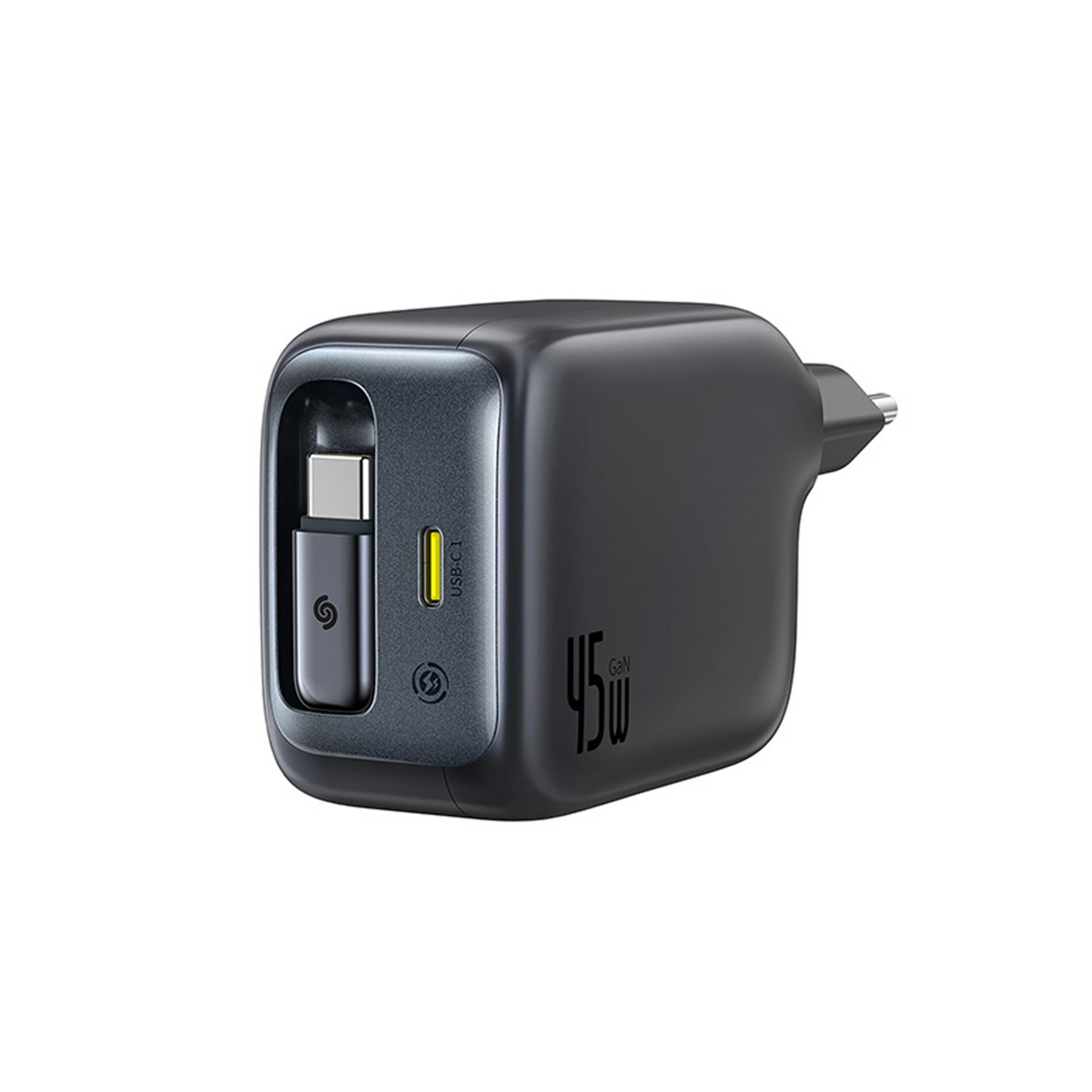 Caricatore GaN nero con una porta USB-C e scritta 45W.