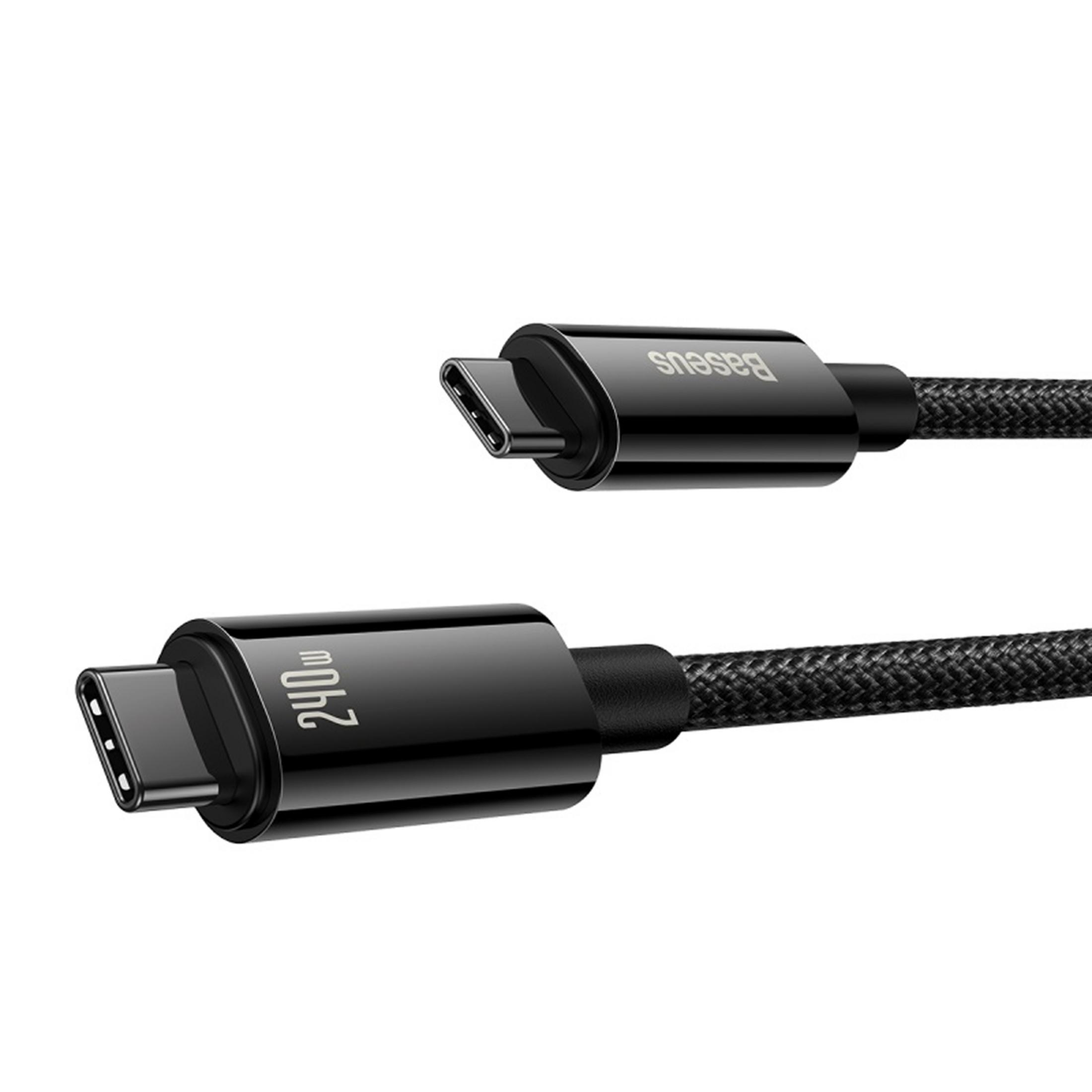 Two black USB-C cables with braided casing, one displaying '240W'.