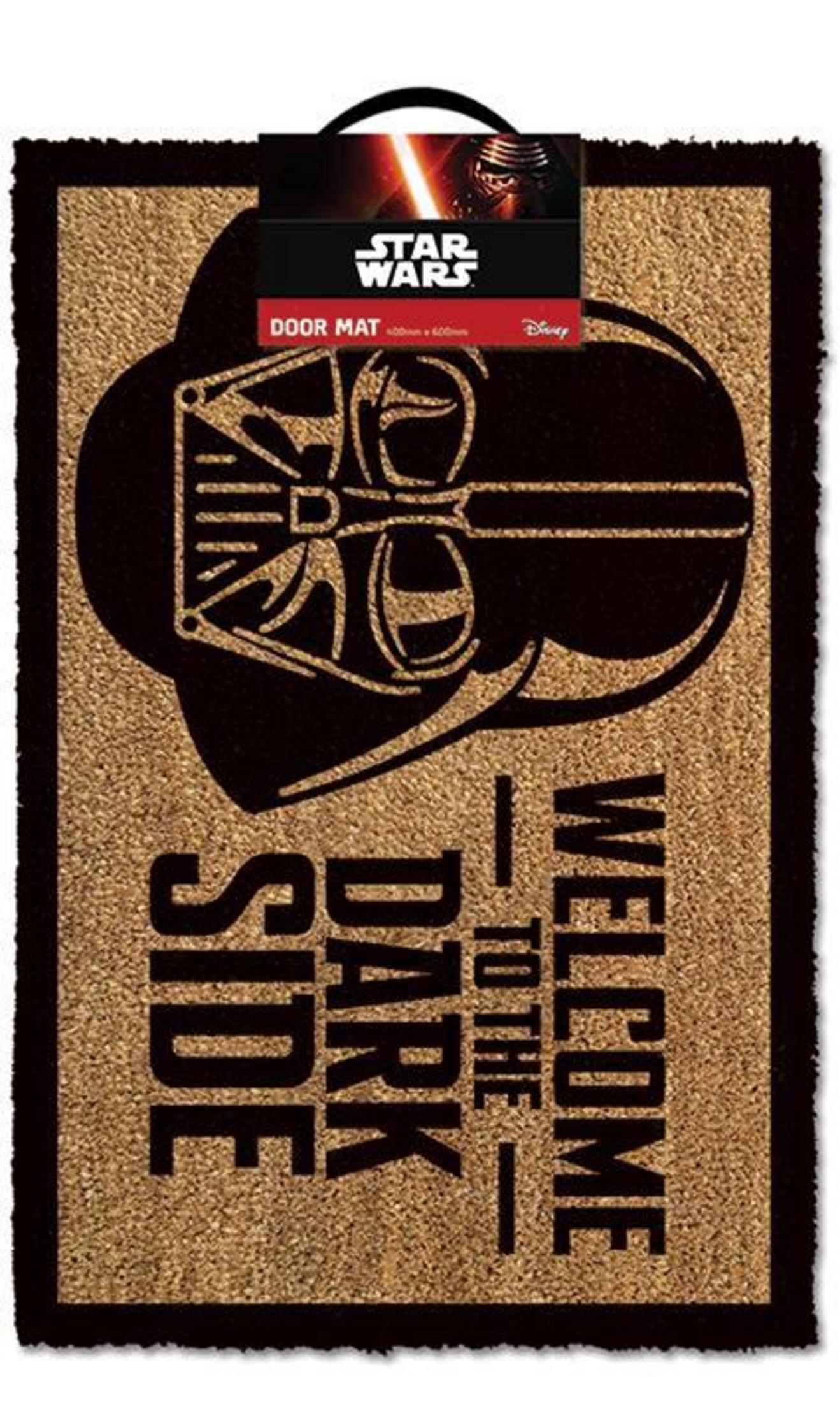 Wyocieraczka z grafiką Dartha Vadera i napisem 'Welcome to the Dark Side'.