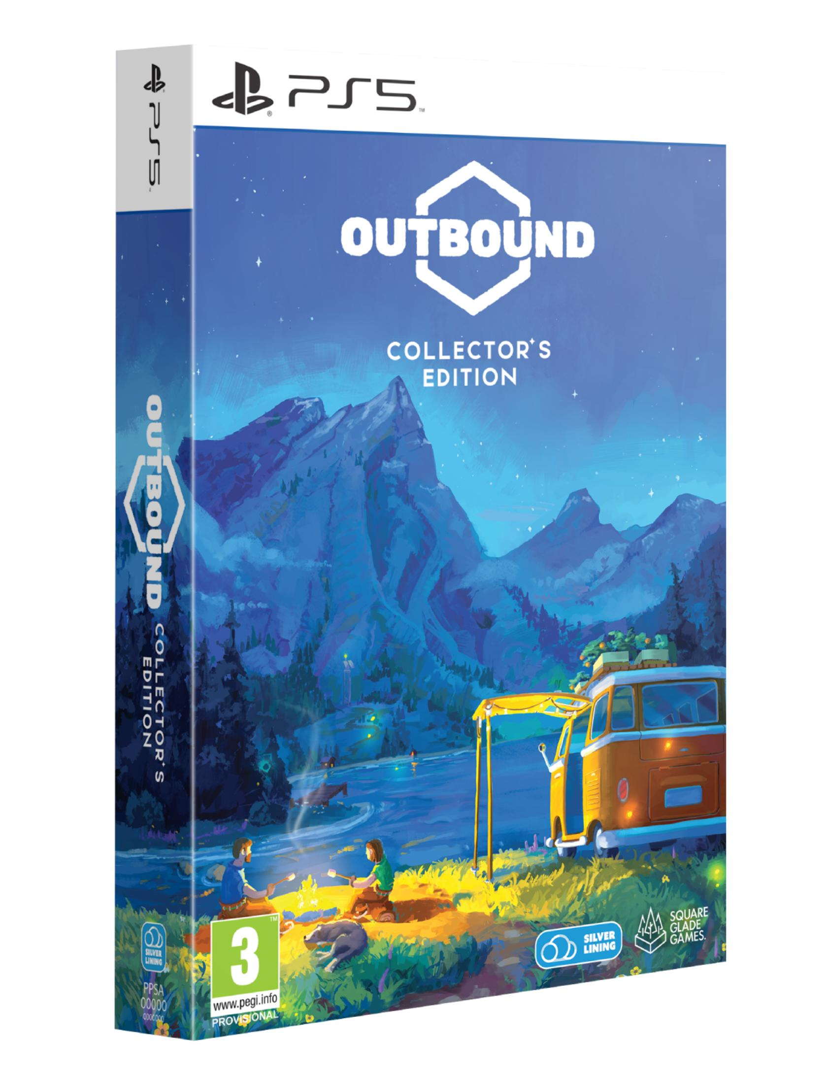 Copertina gioco PS5: scena notturna con montagne, lago, camper e due persone al falò.