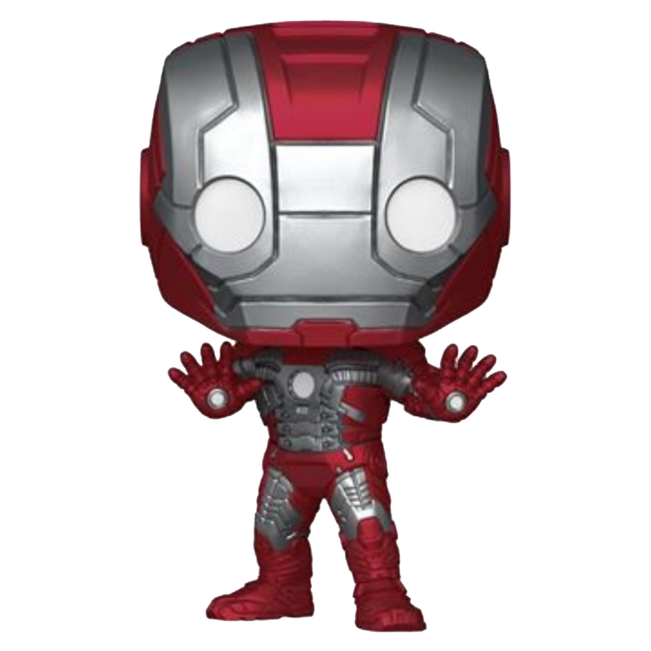 Una figura roja y plateada de Iron Man con ojos grandes y redondos.
